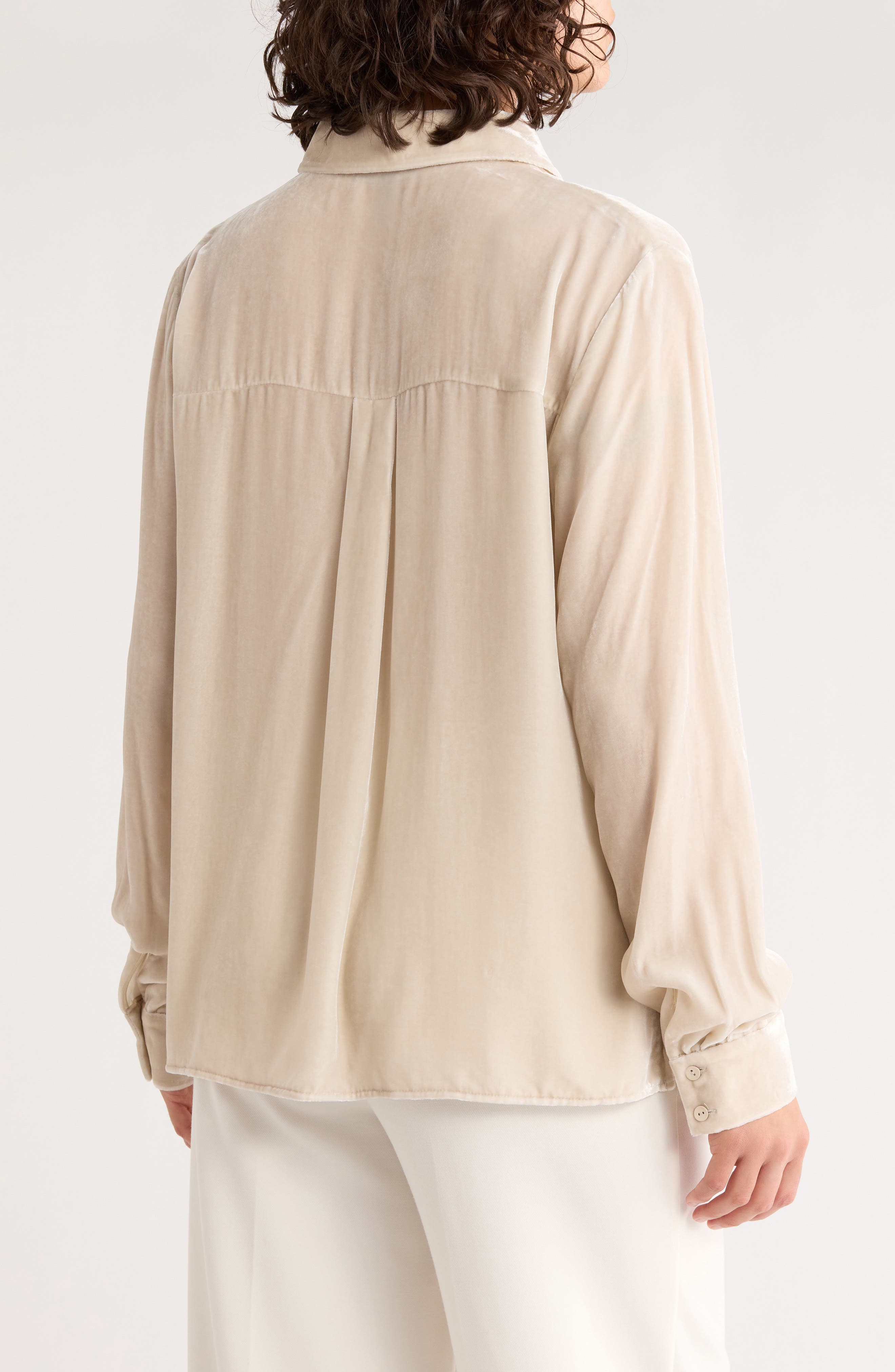 Classic Collar Easy Velvet Button-Up Shirt - image 2