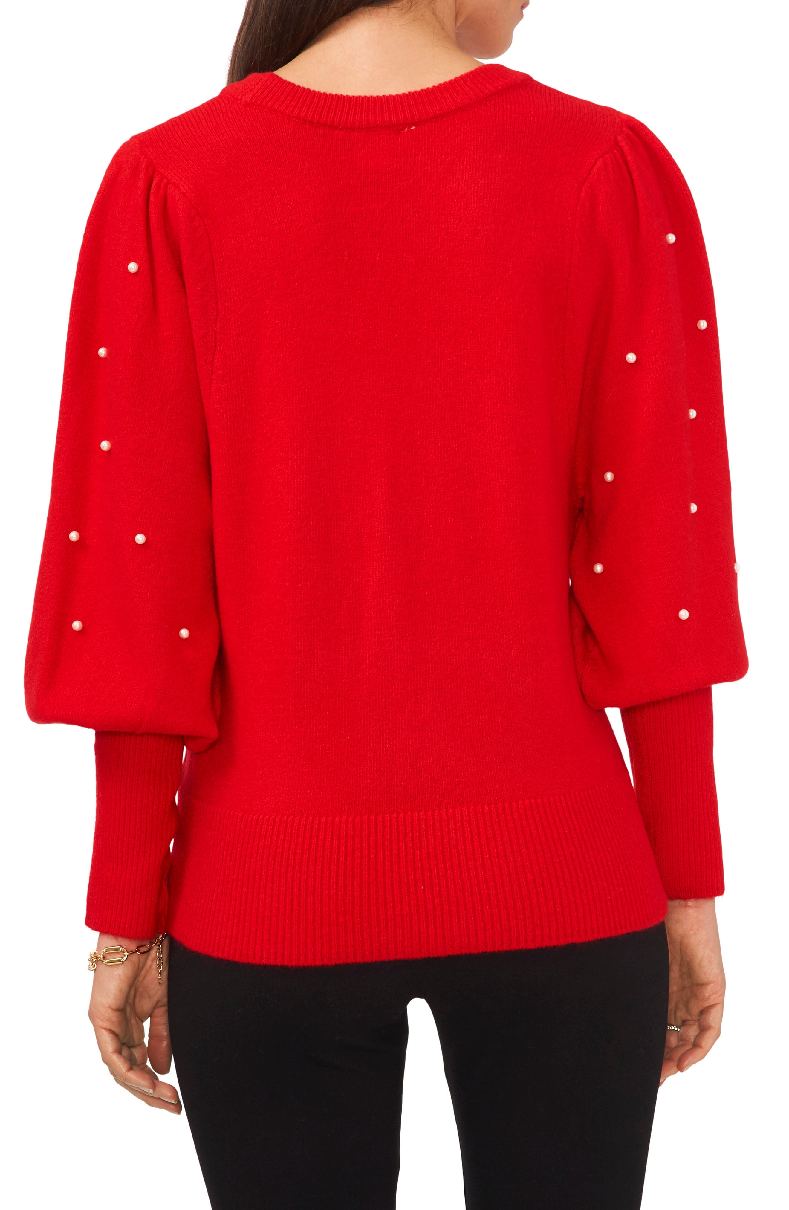 Imitation Pearl Juliet Sleeve Sweater - image 2