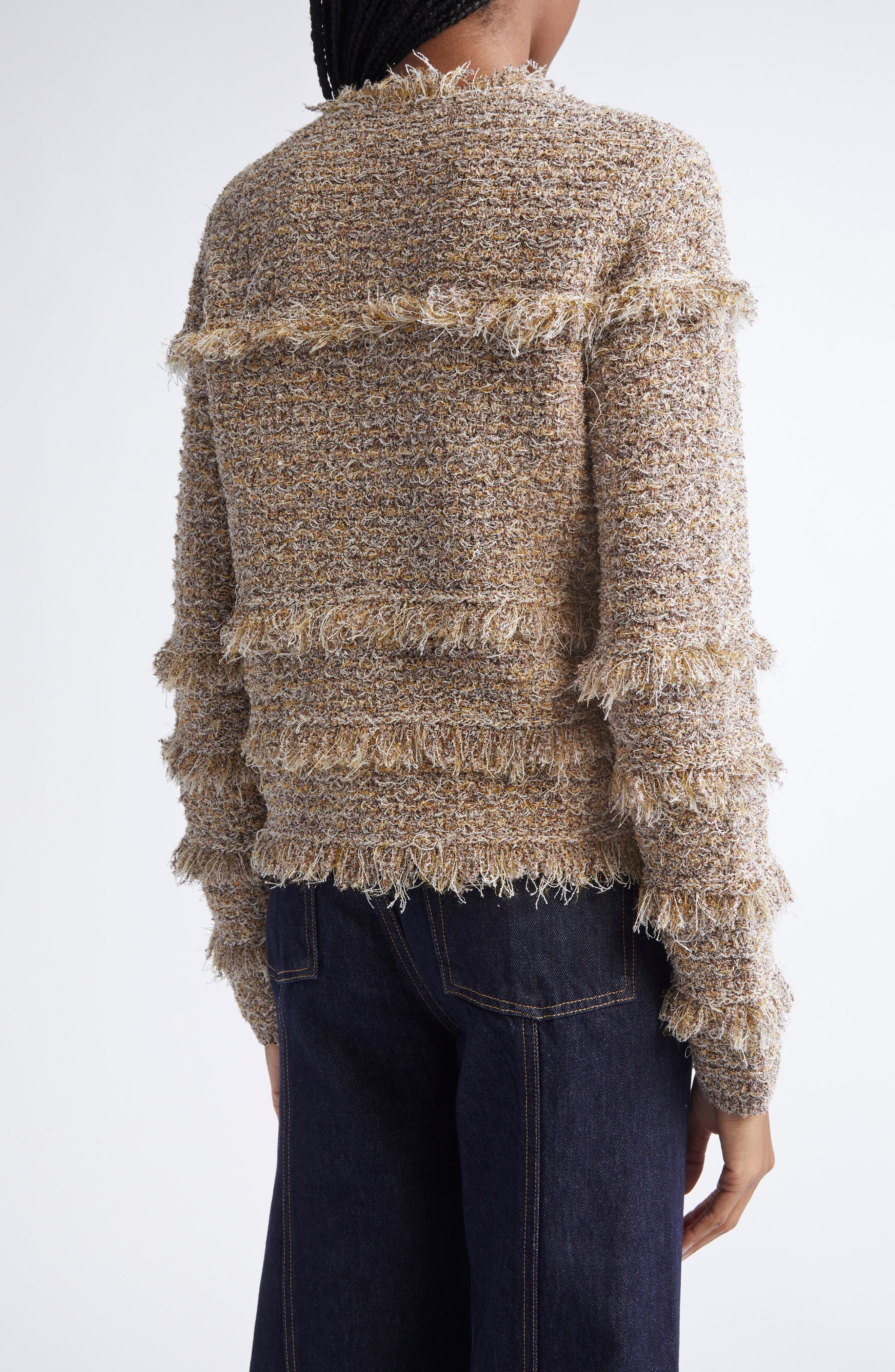 Gita Fringe Detail Metallic Tweed Jacket - image 2