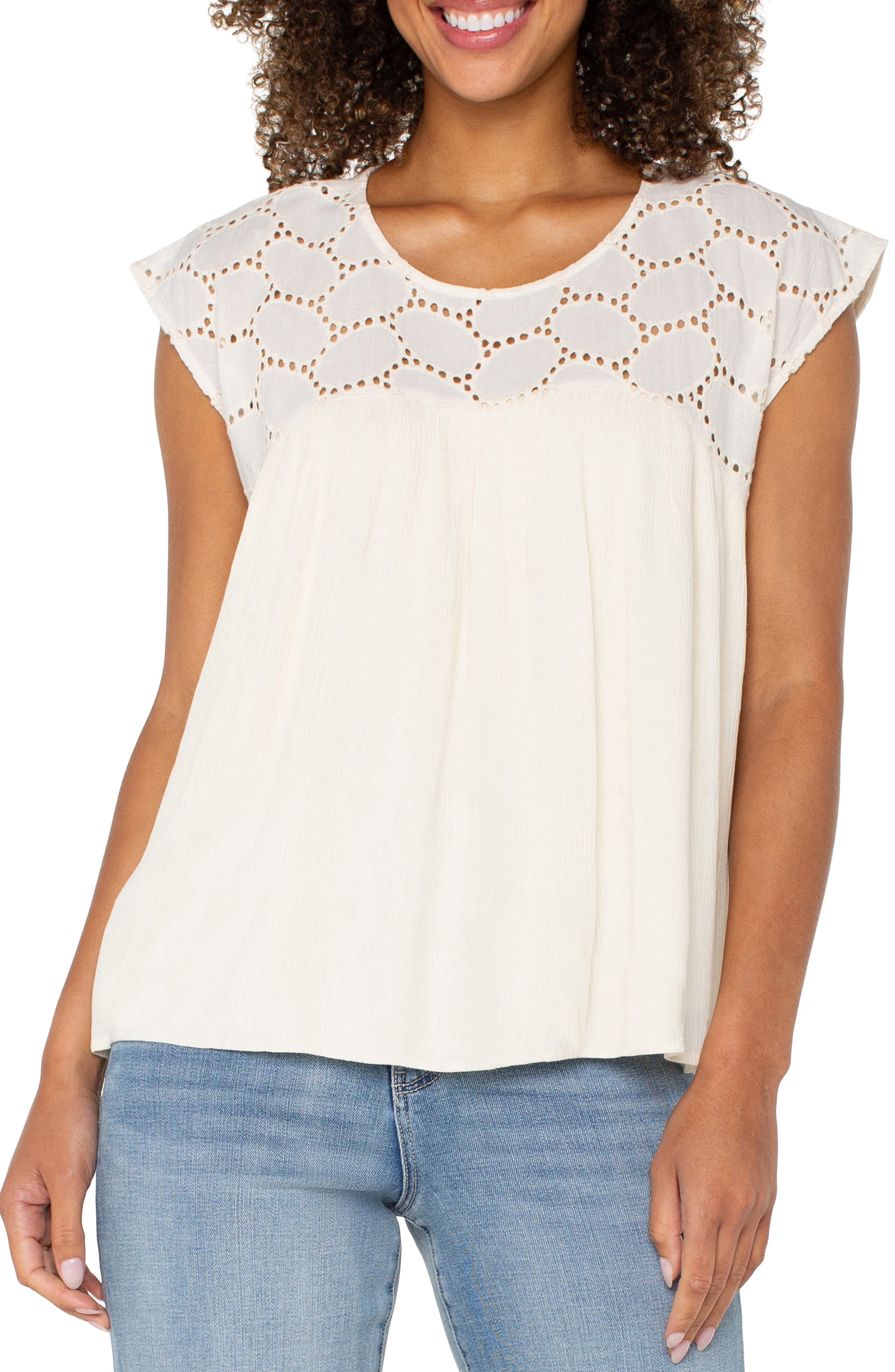 Dolman Sleeve Cotton Eyelet Top - image 1