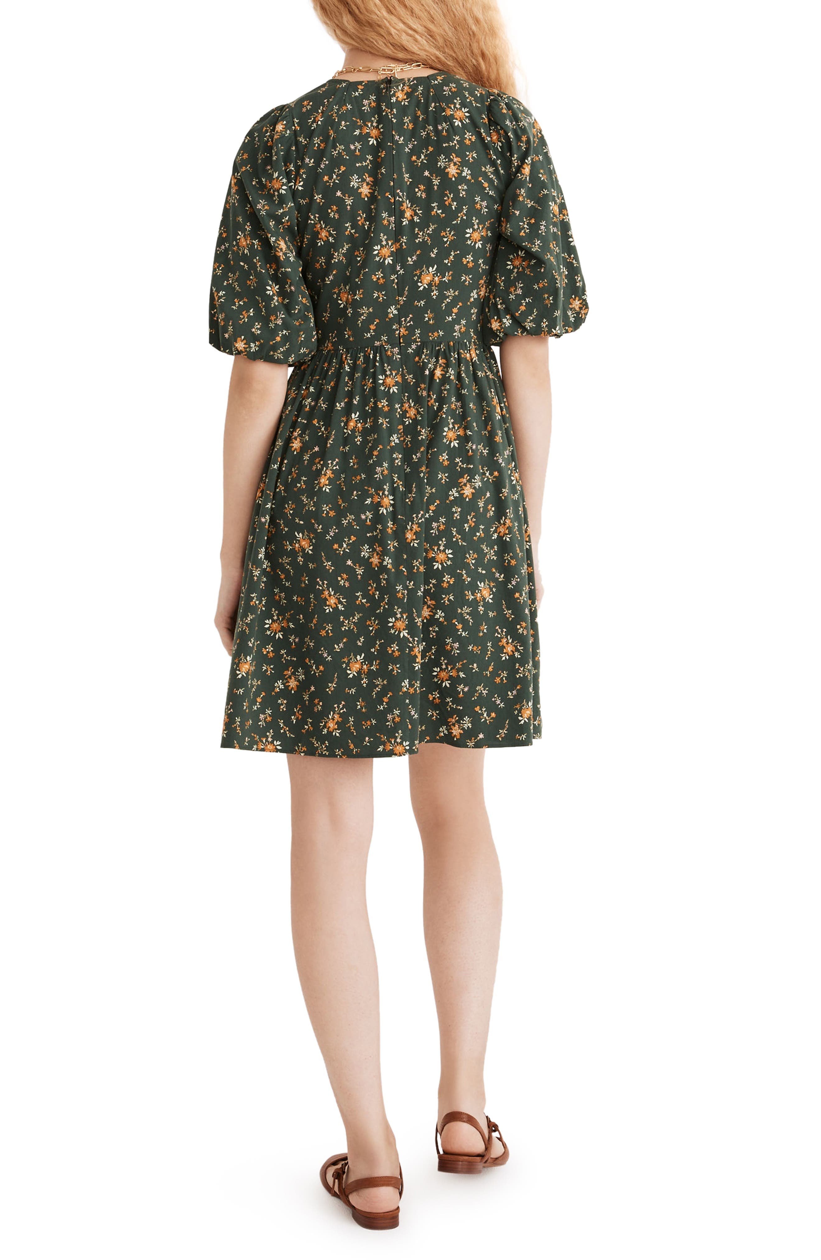 Poplin V-Neck Bubble Sleeve Minidress - image 2