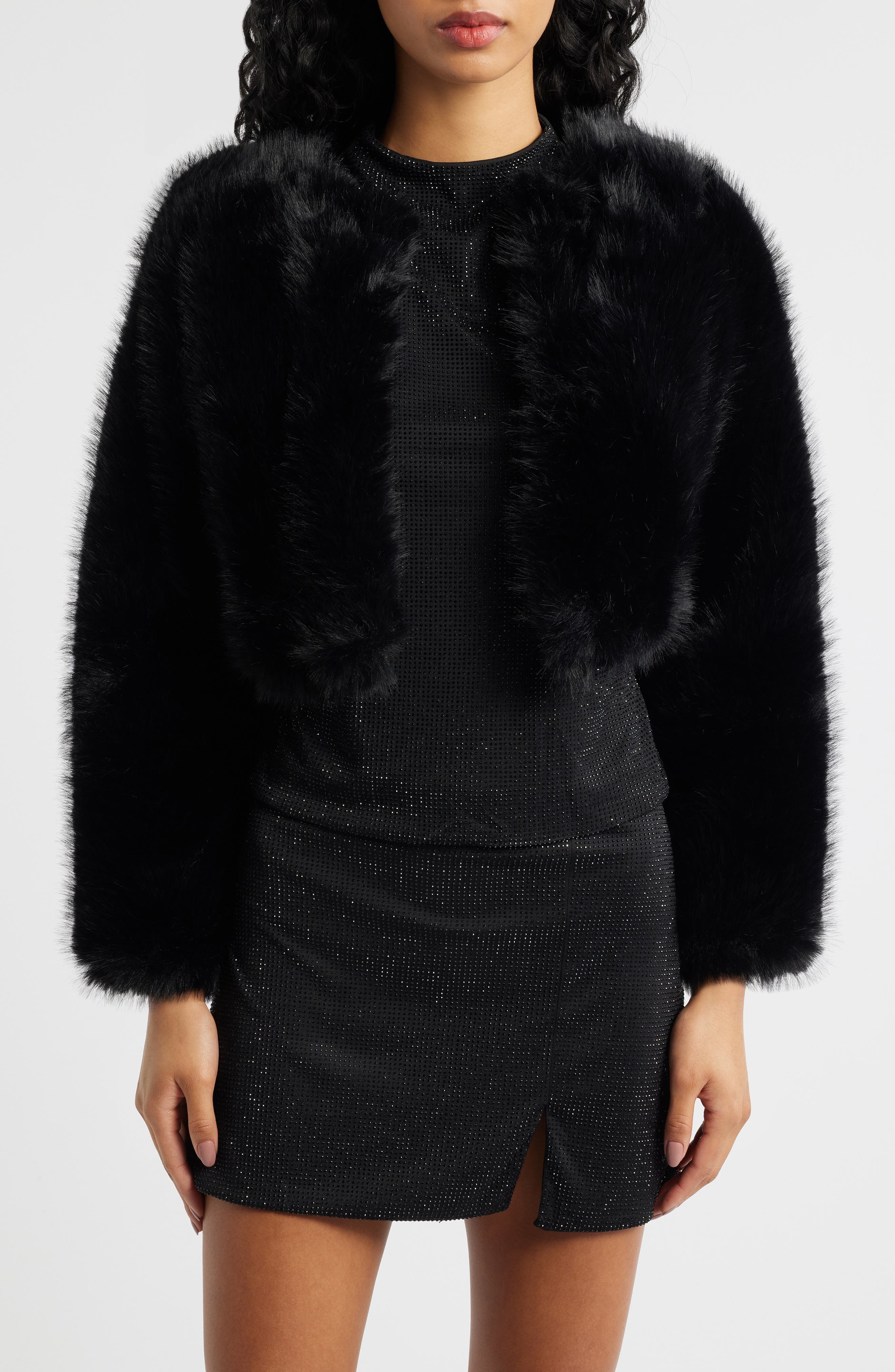 Faux Fur Crop Jacket - image 1