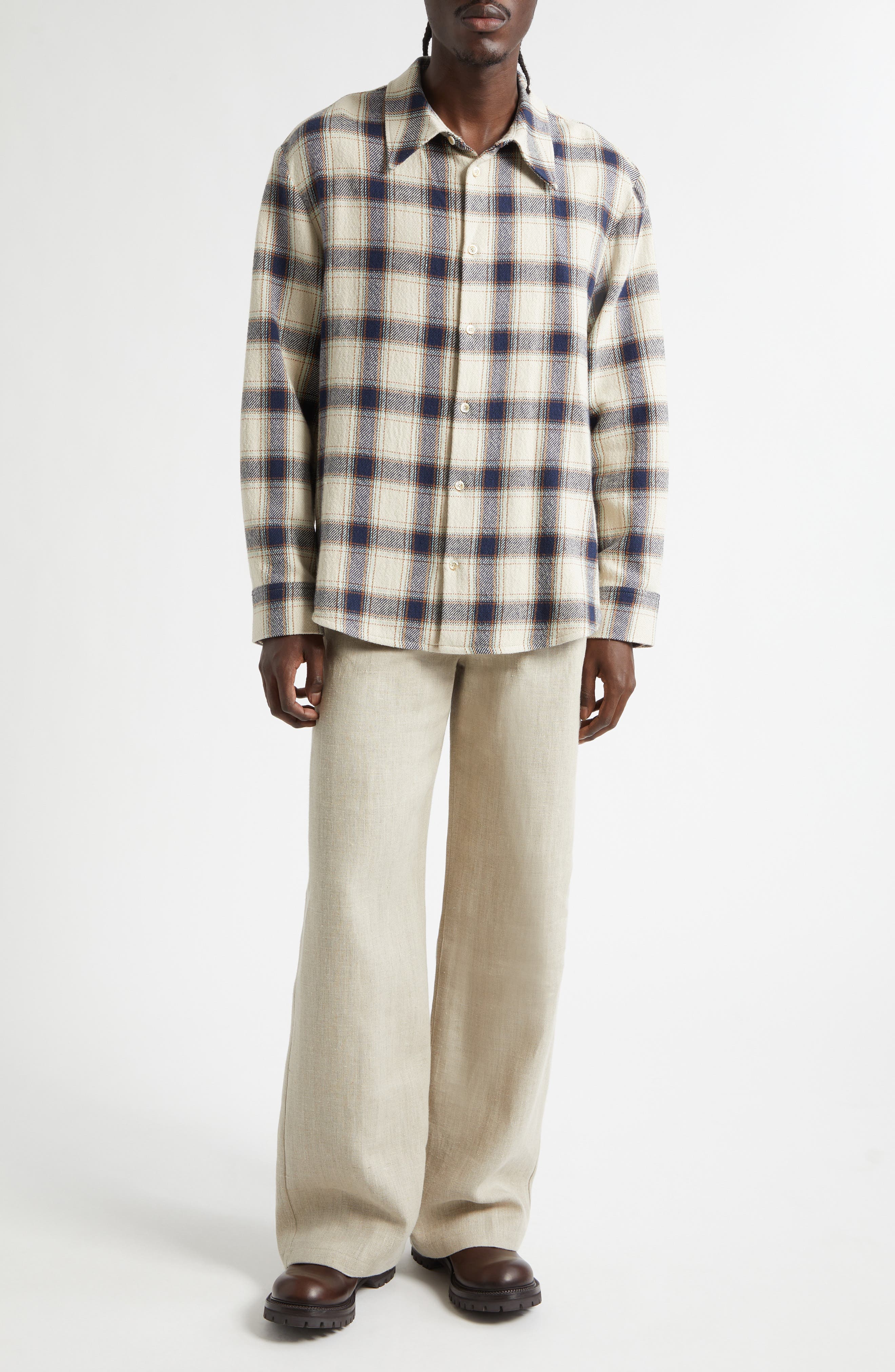 Wes Plaid Cotton Flannel Button-Up Shirt - image 2