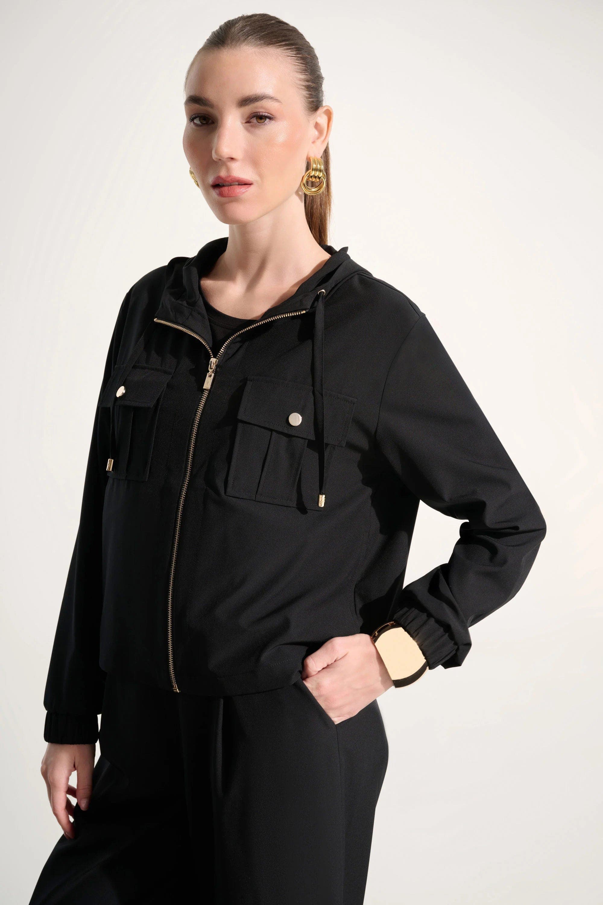 Stretch Woven Hooded Boxy Utility Jacket - image 1