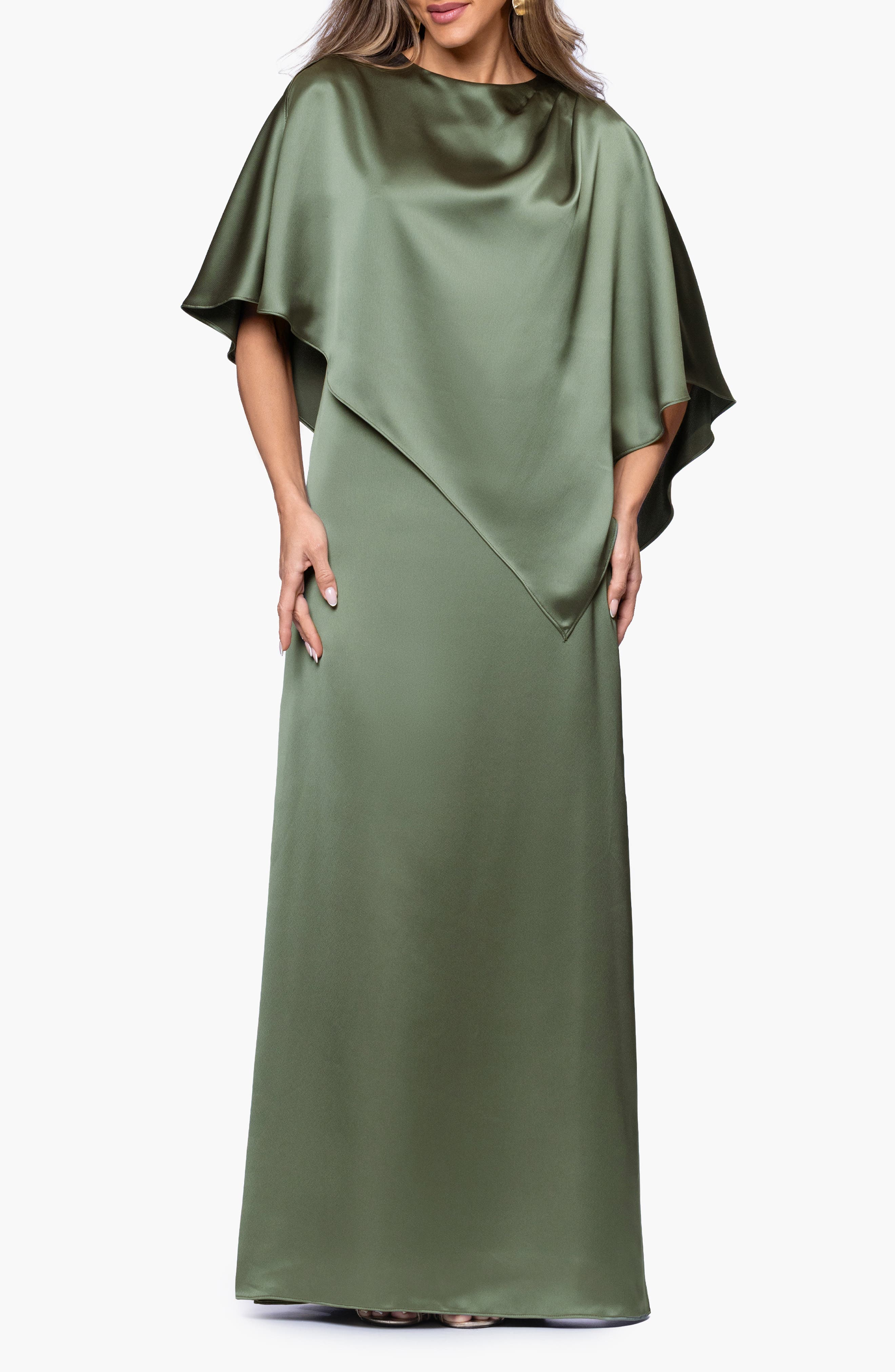 Overlay Detail Satin Gown - image 1