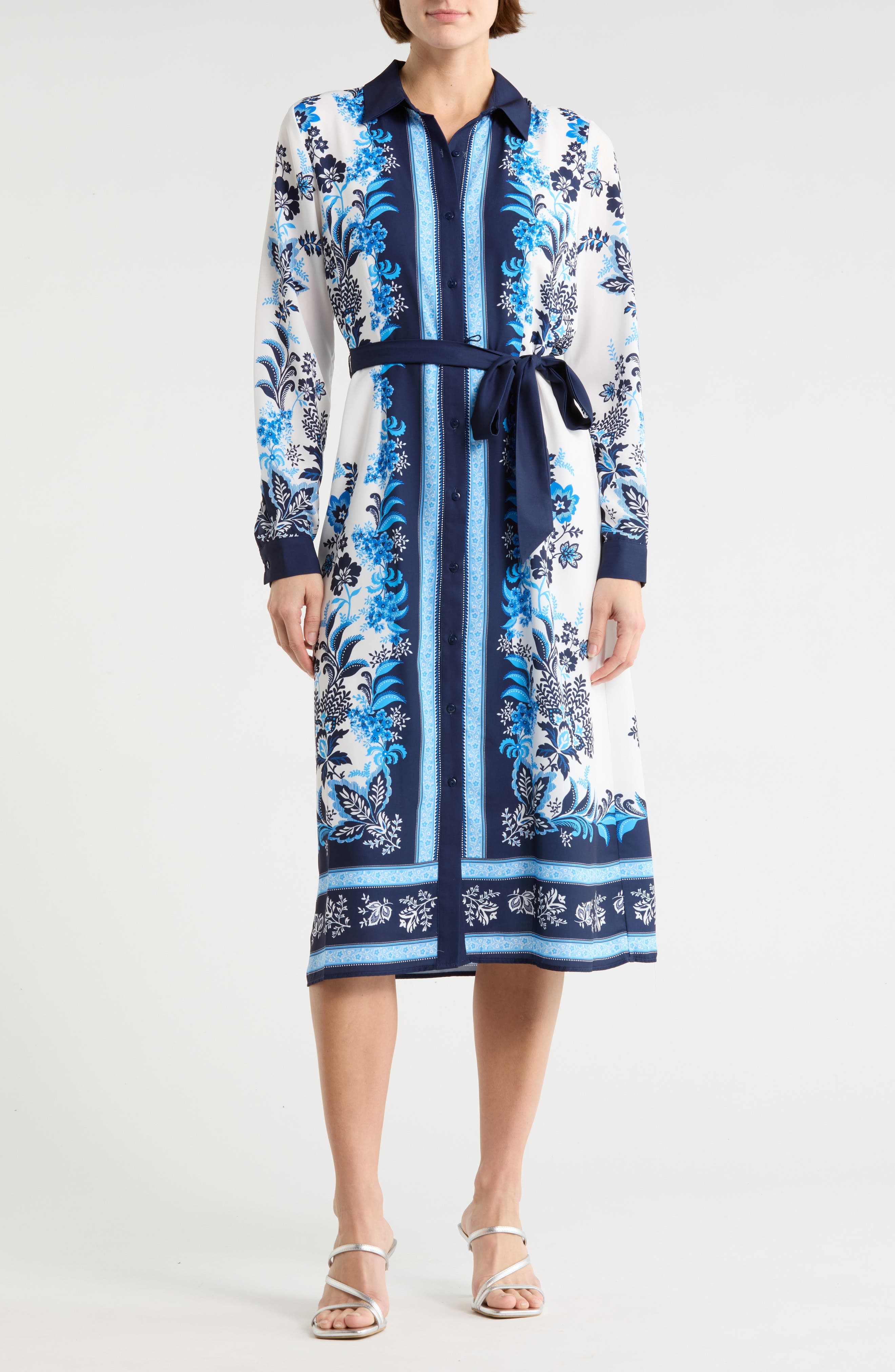 Floral Long Sleeve Shirtdress - image 1