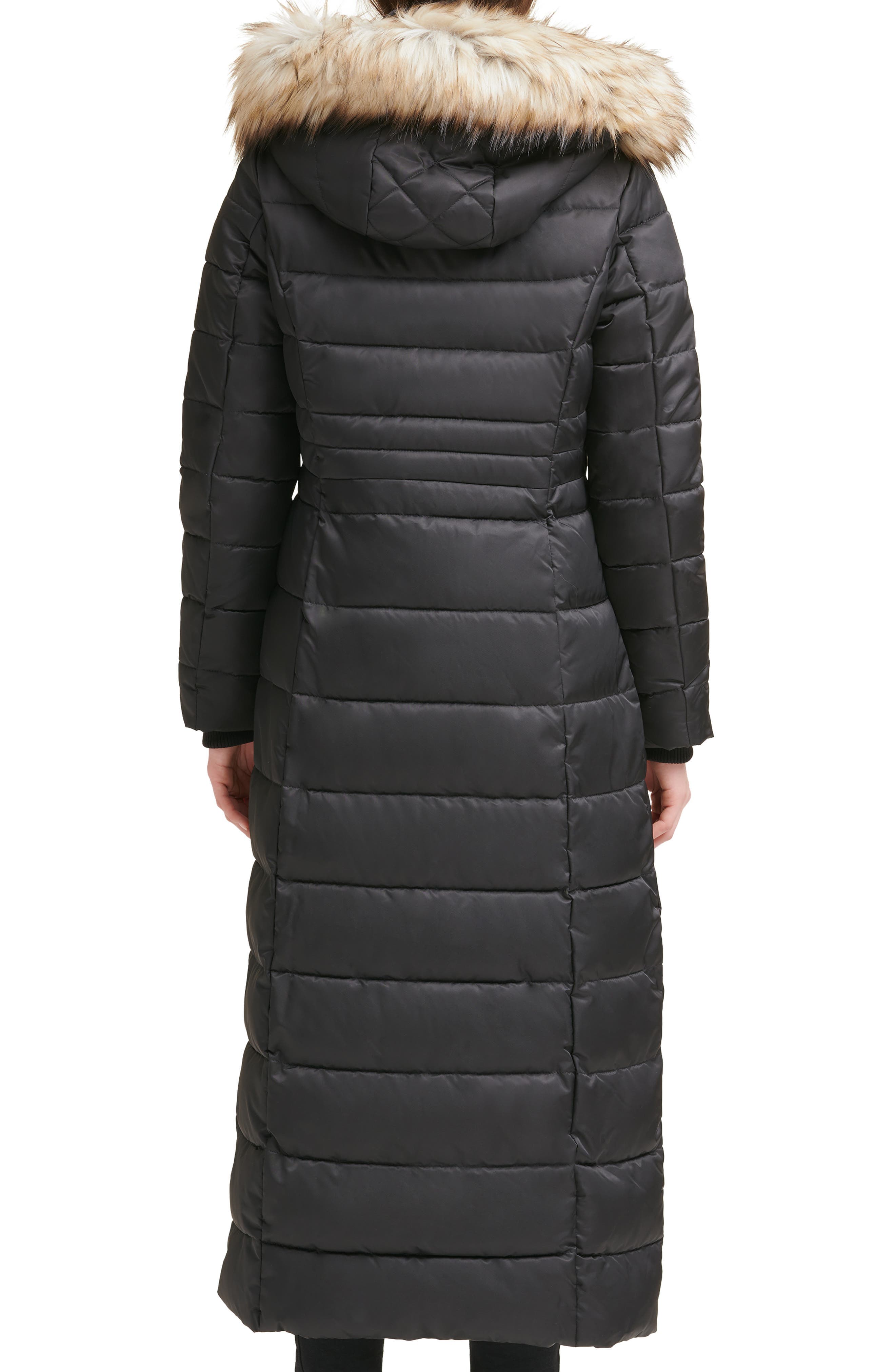 Faux Fur Hood Zip Front Puffer Jacket - image 2