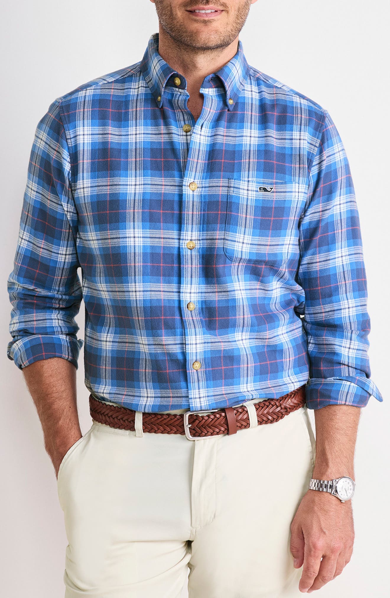 Muskeget Plaid Cotton Flannel Button-Down Shirt - image 1