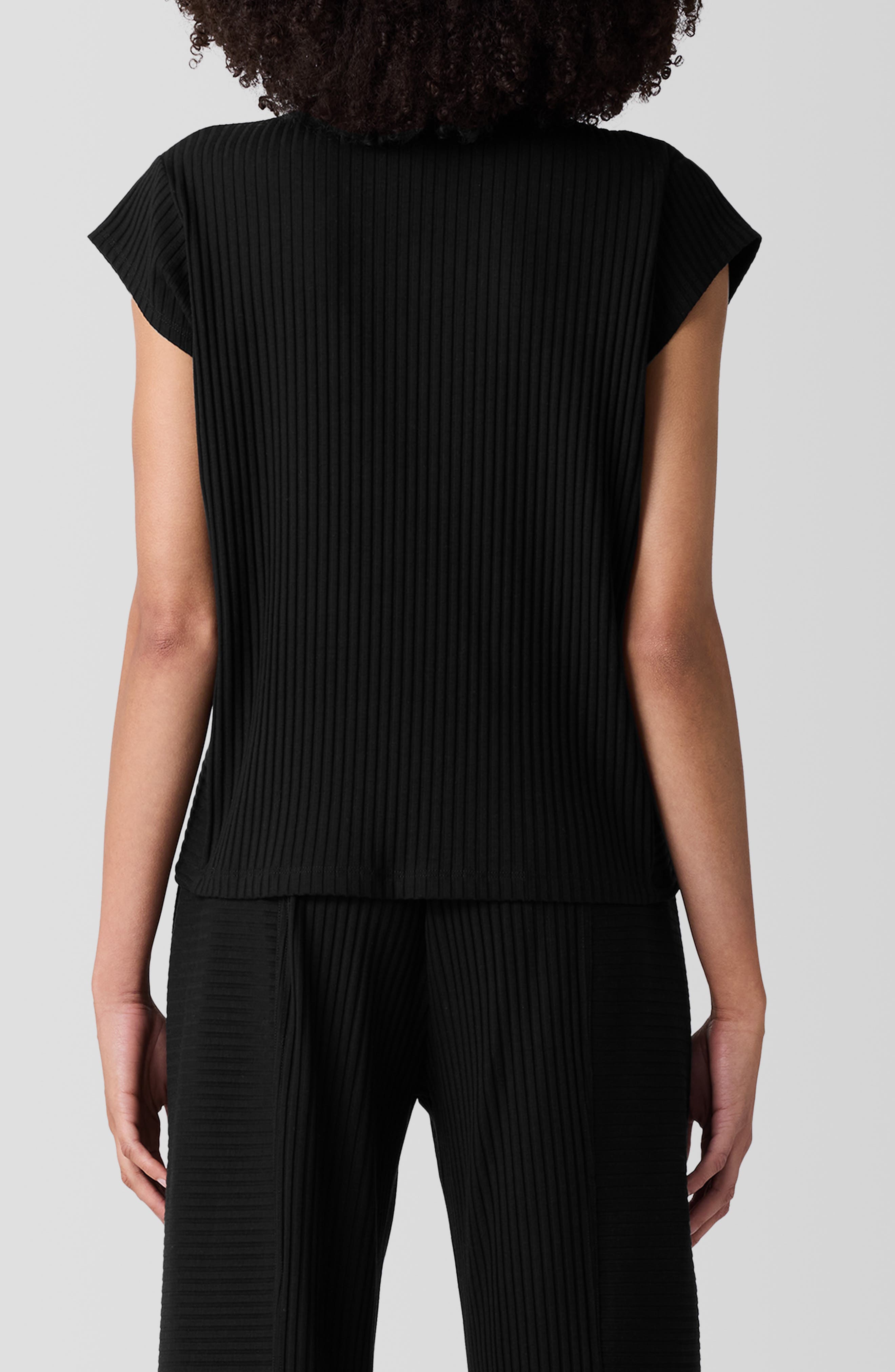 Crewneck Cap Sleeve Ribbed T-Shirt - image 2