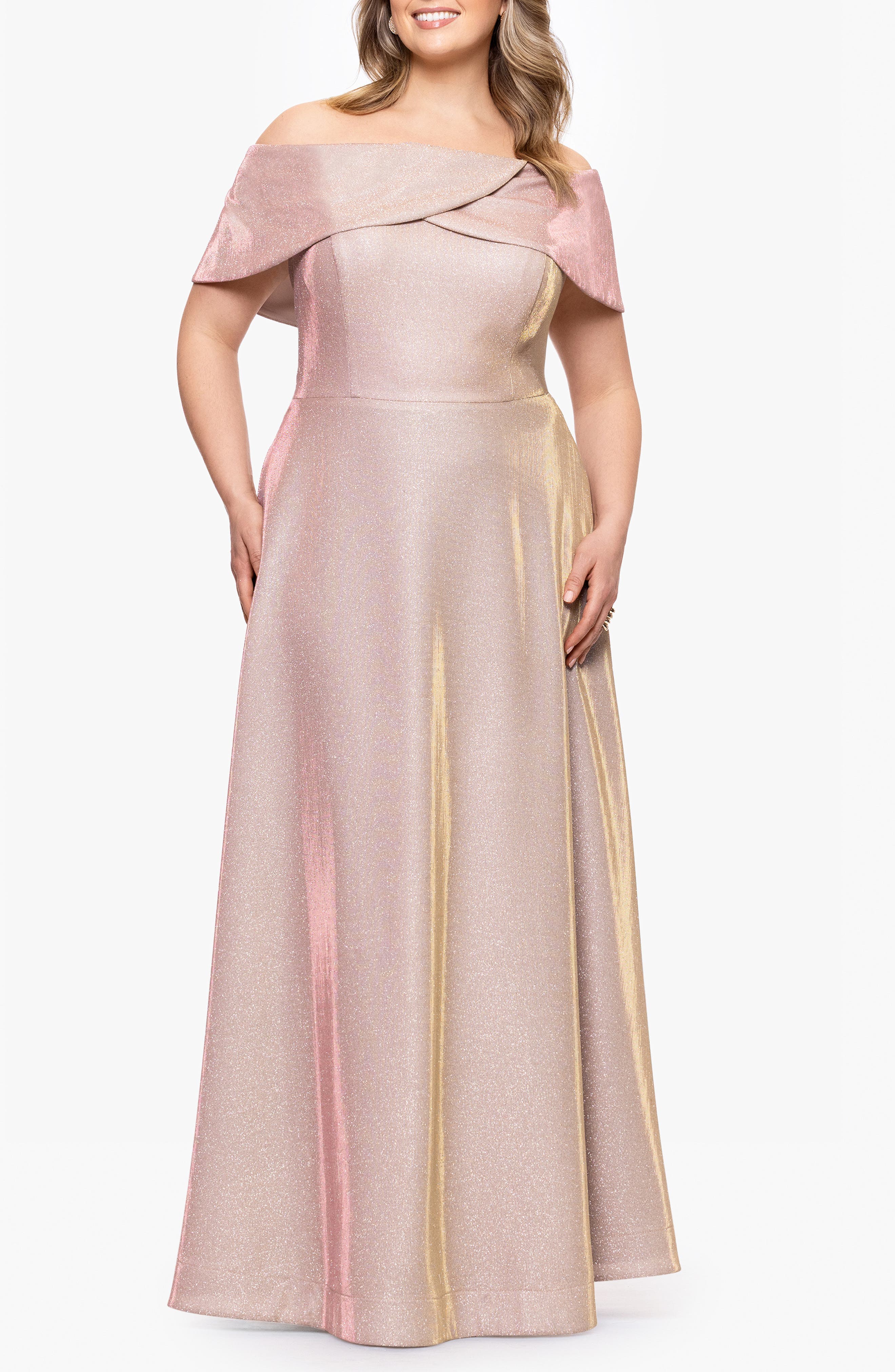 Galaxy Metallic Off the Shoulder Gown - image 1