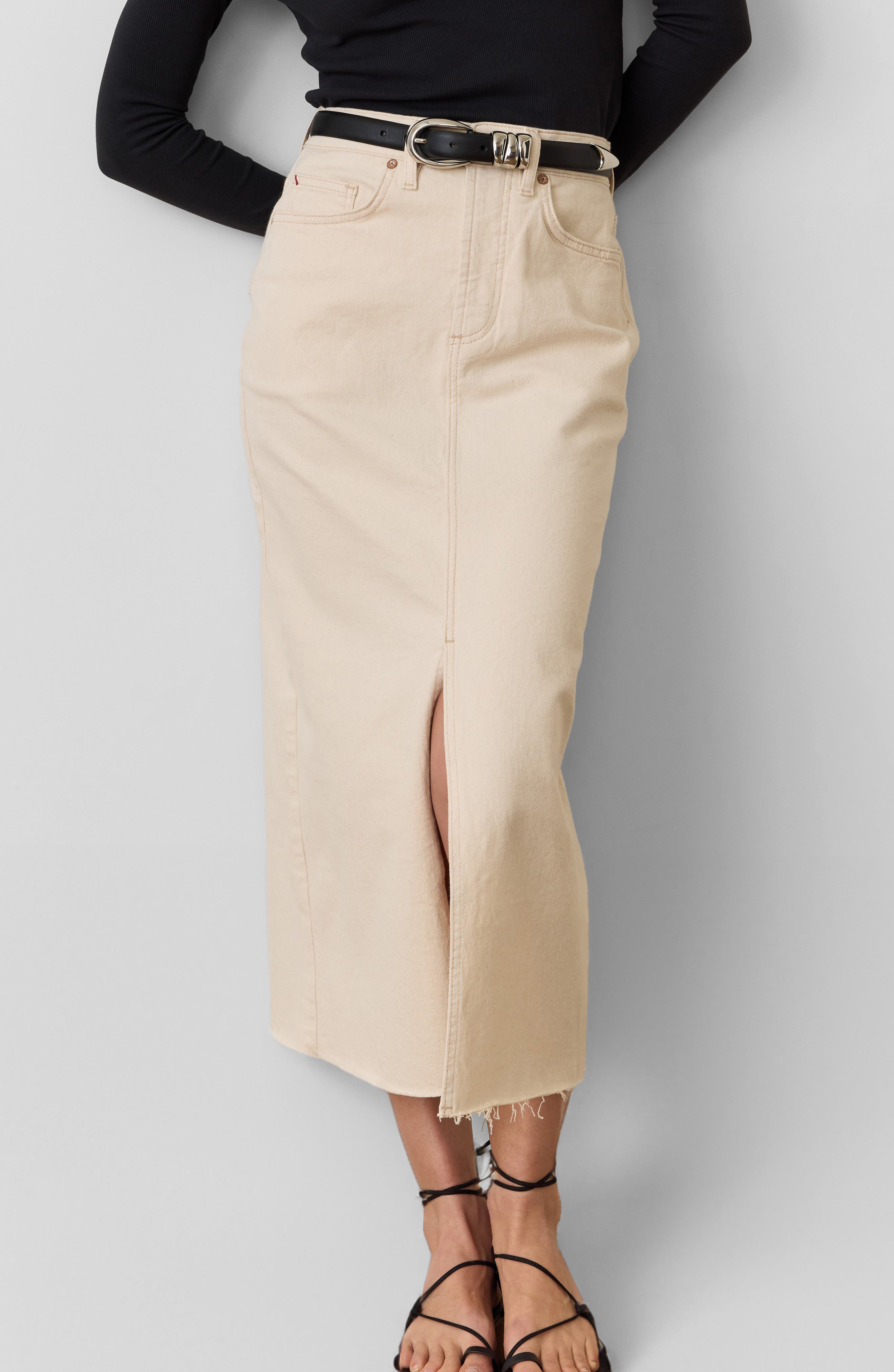 Fawn Denim Midi Skirt - image 1