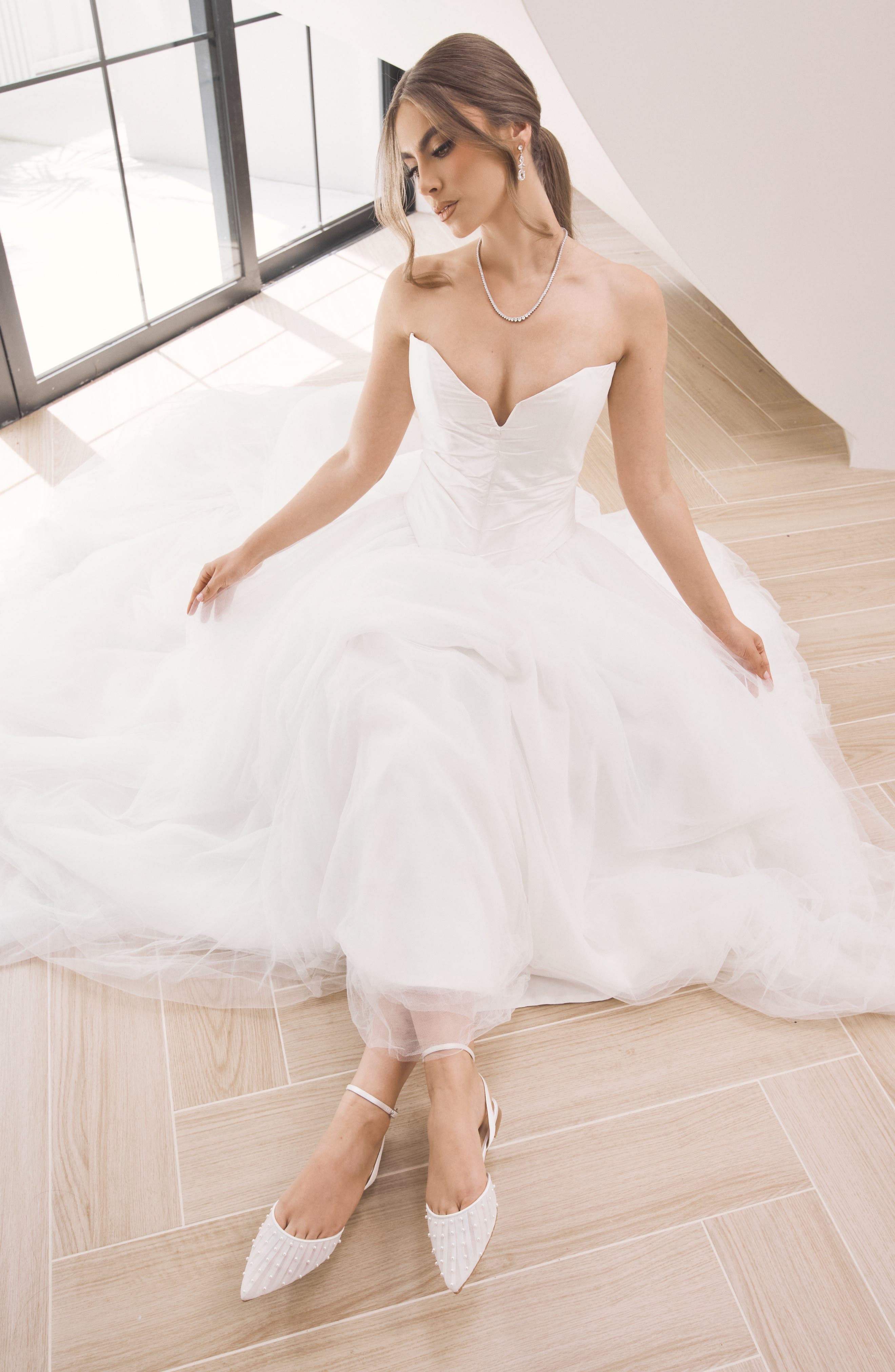 Chanel Pearl - Tulle Bridal Flats with Handsewn Pearls - image 2