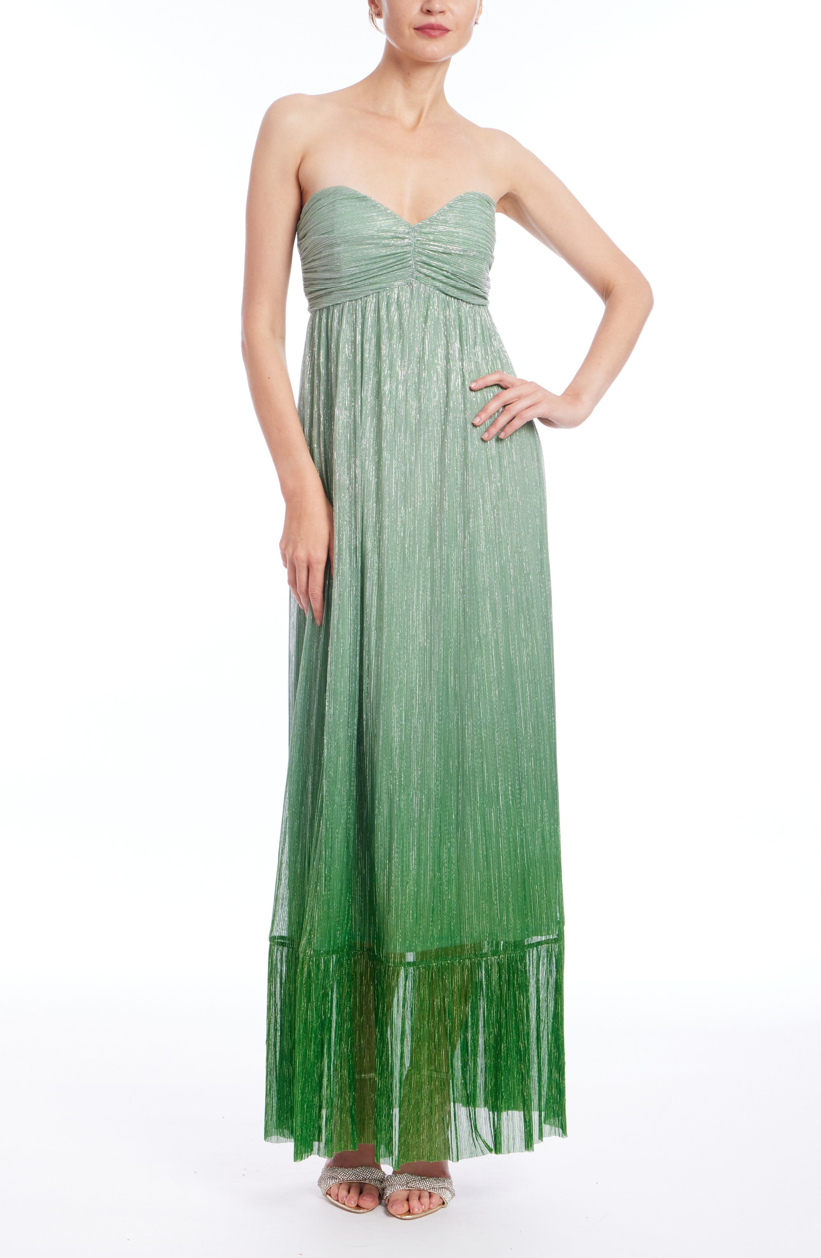Metalllic Ombre Strapless Gown