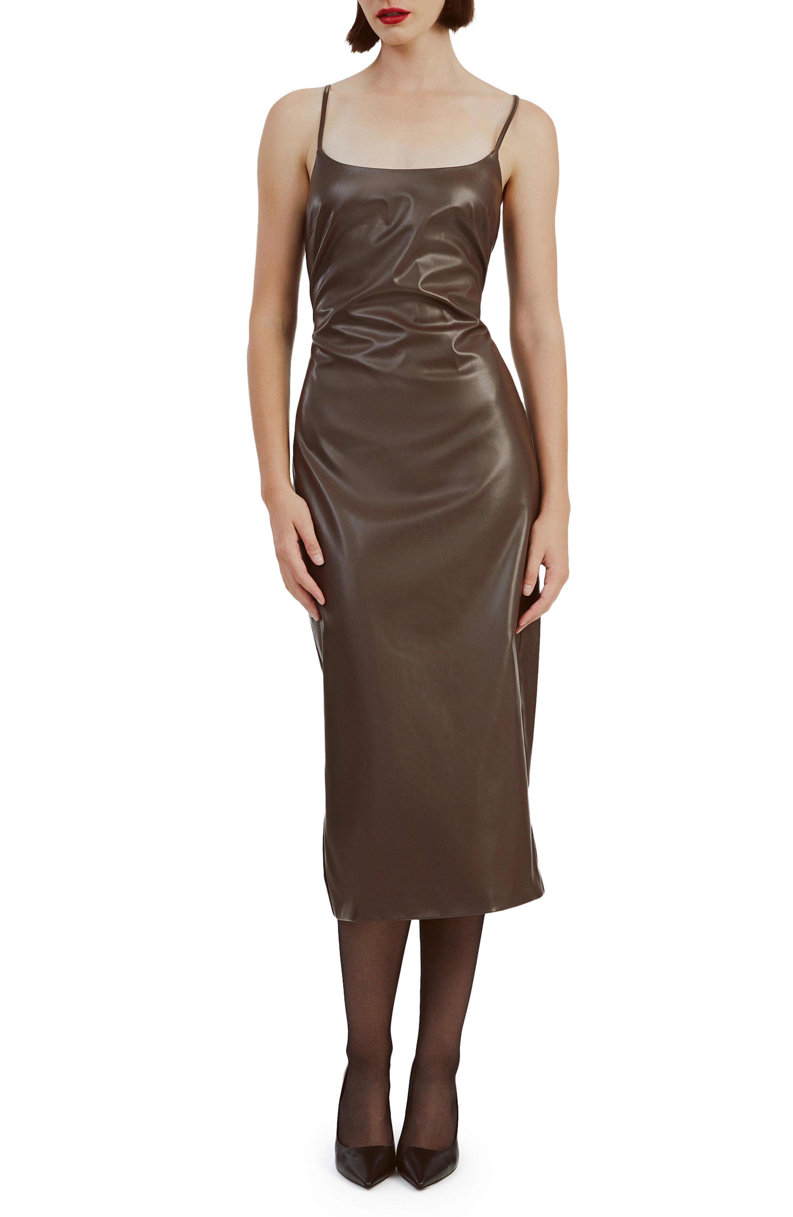 Helena Faux Leather Midi Dress - image 1