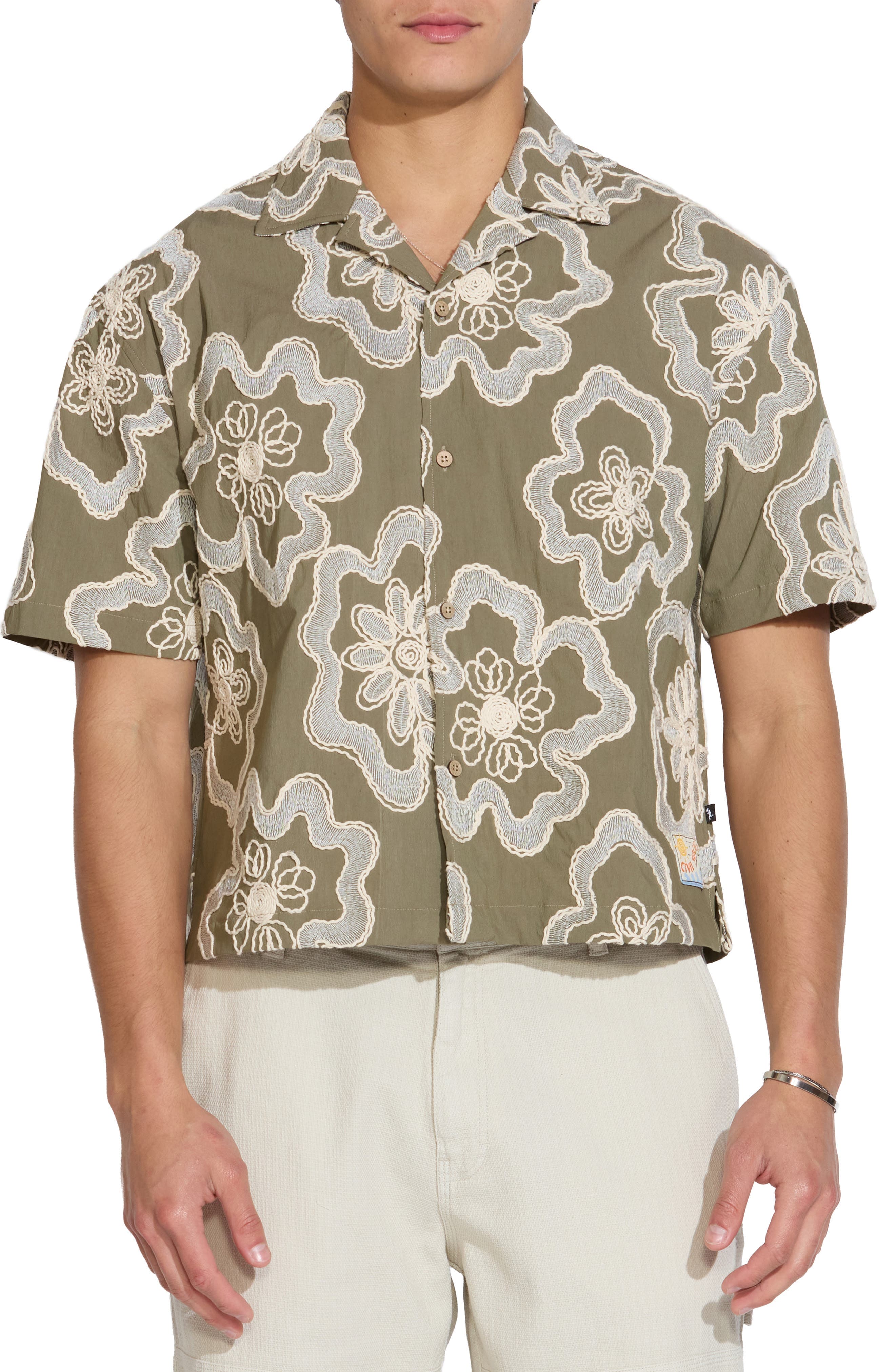 Yarn Embroidered Resort Shirt - image 1