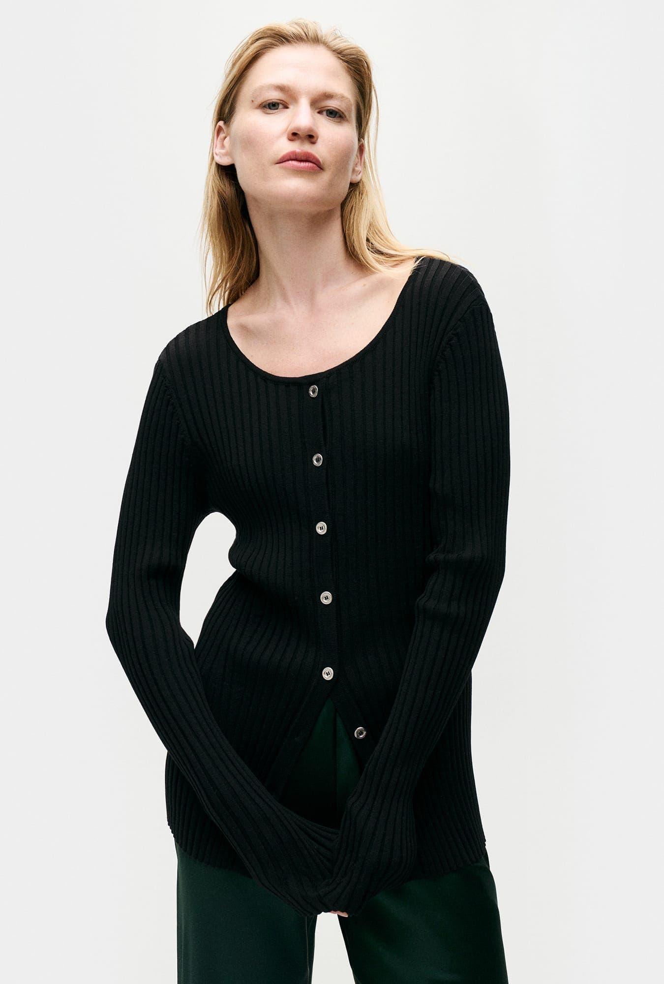 RIBBED KIA CARDIGAN BLACK - image 1