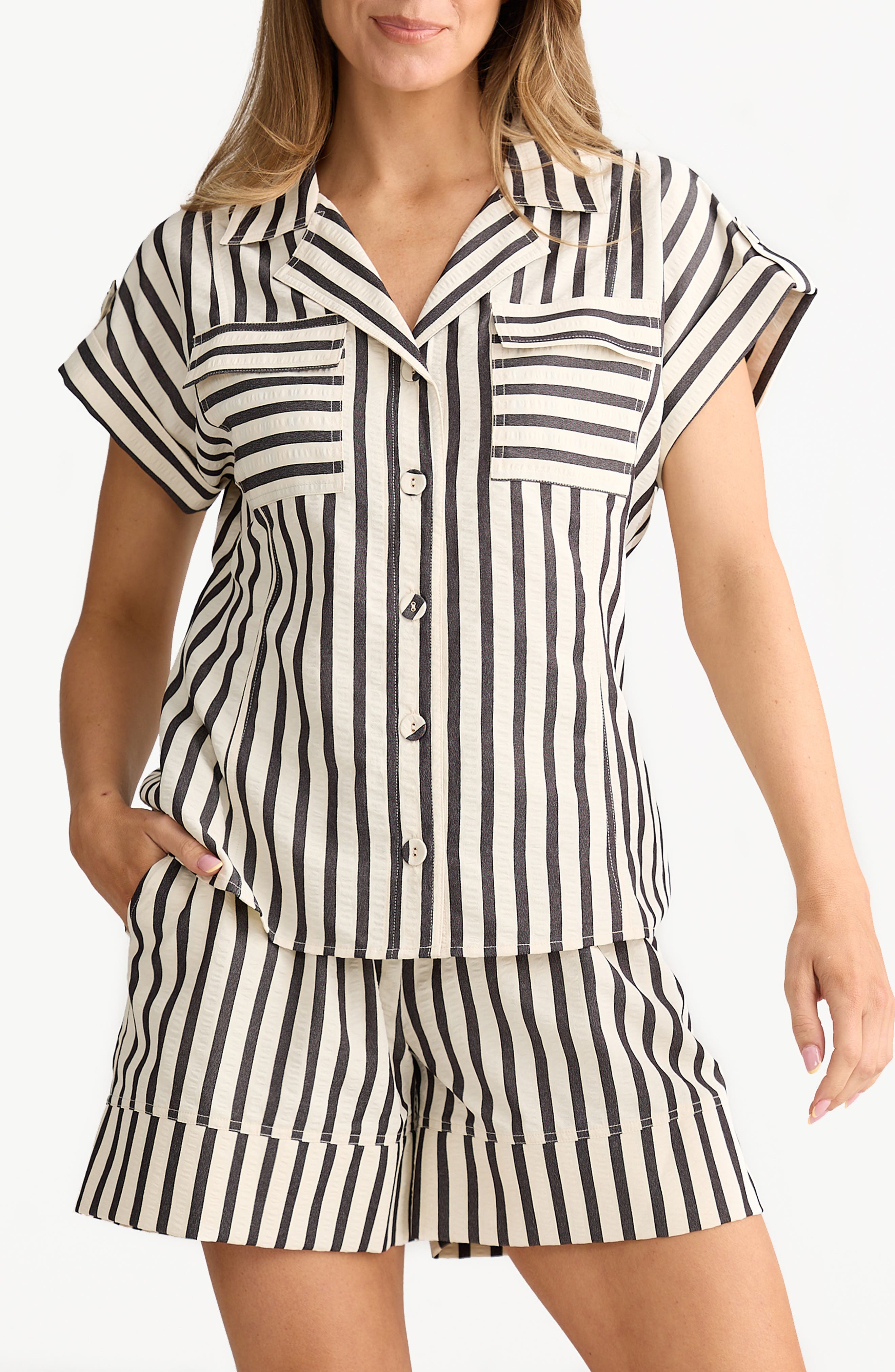 Portia Stripe Button-Up Shirt - image 1