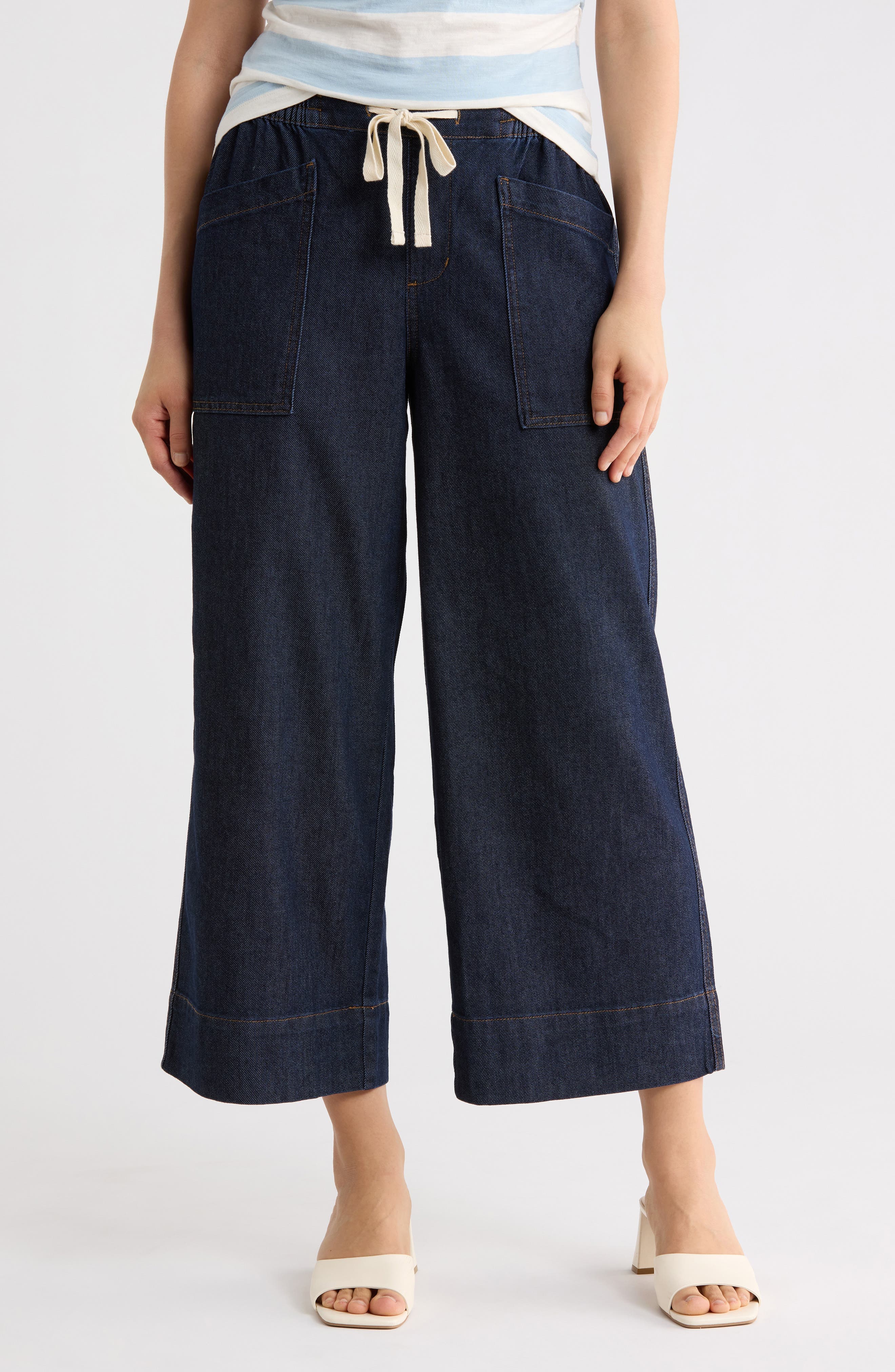 Tie Waist Crop Wide Leg Jeans - image 1
