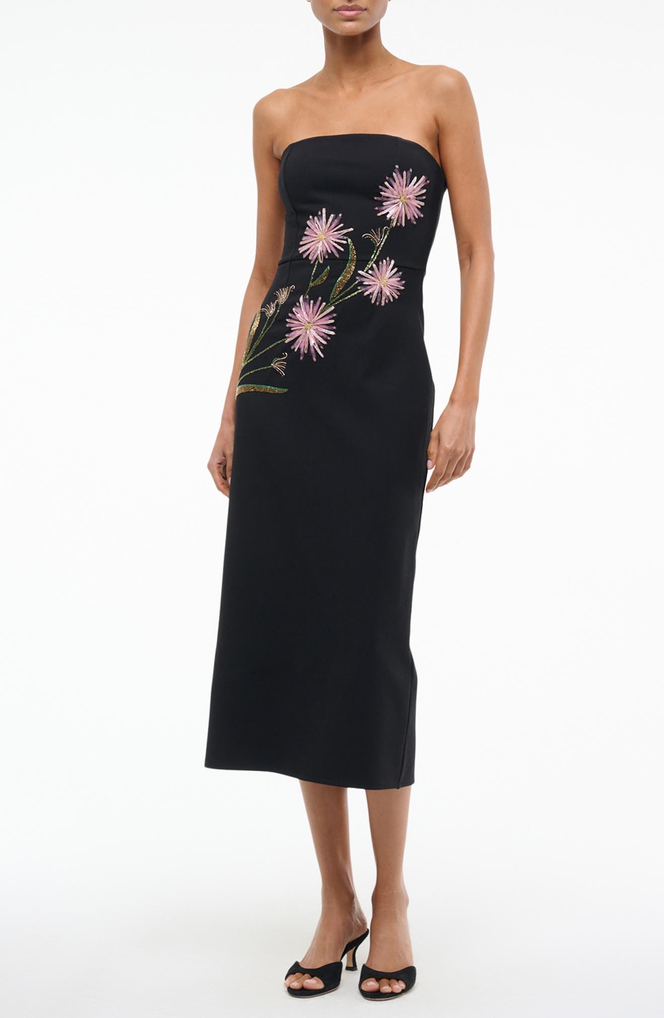 Brooke Floral Beaded Strapless Cocktail Dress - image 1