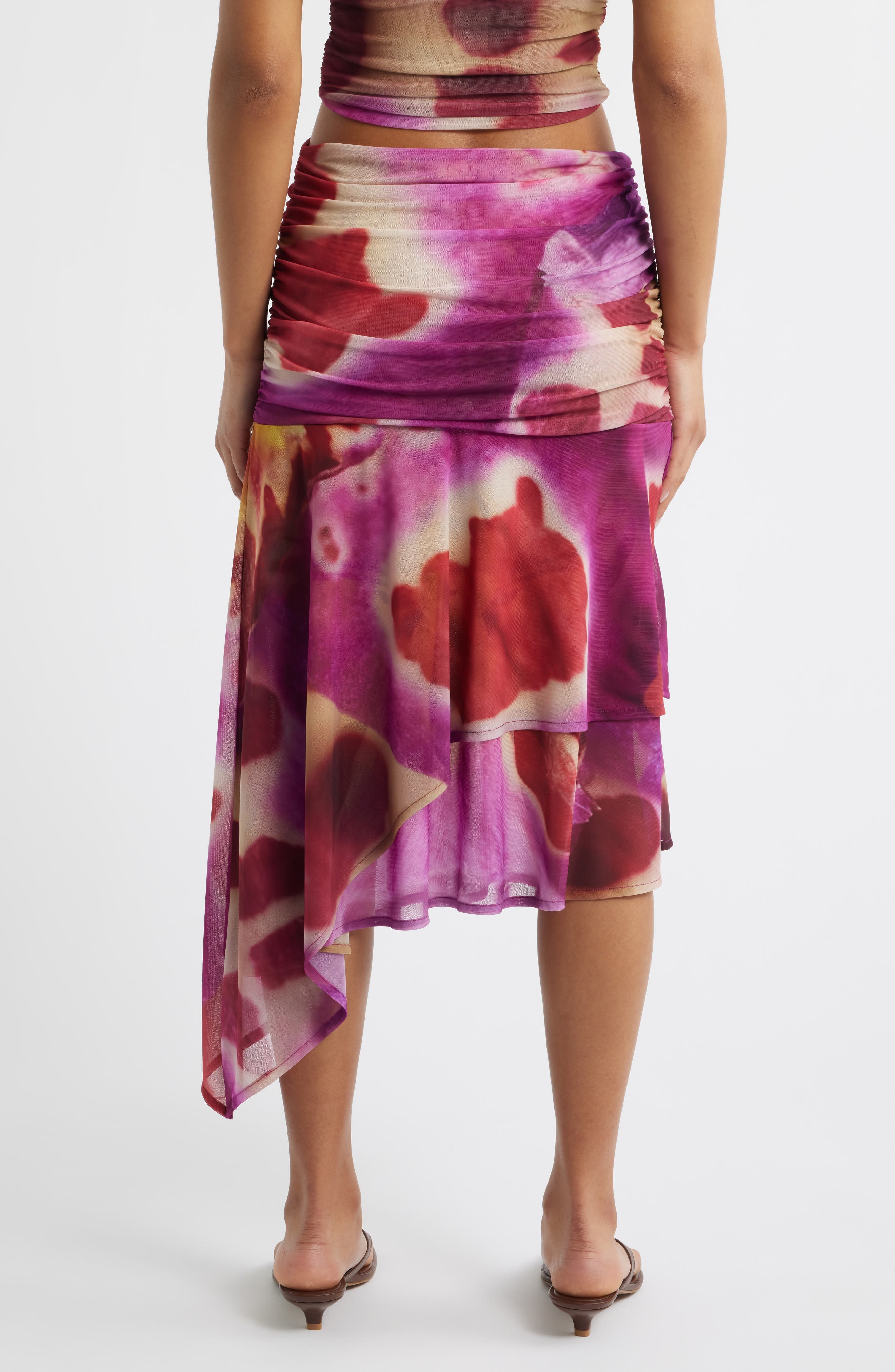 Festa Print Asymmetric Hem Midi Skirt - image 2
