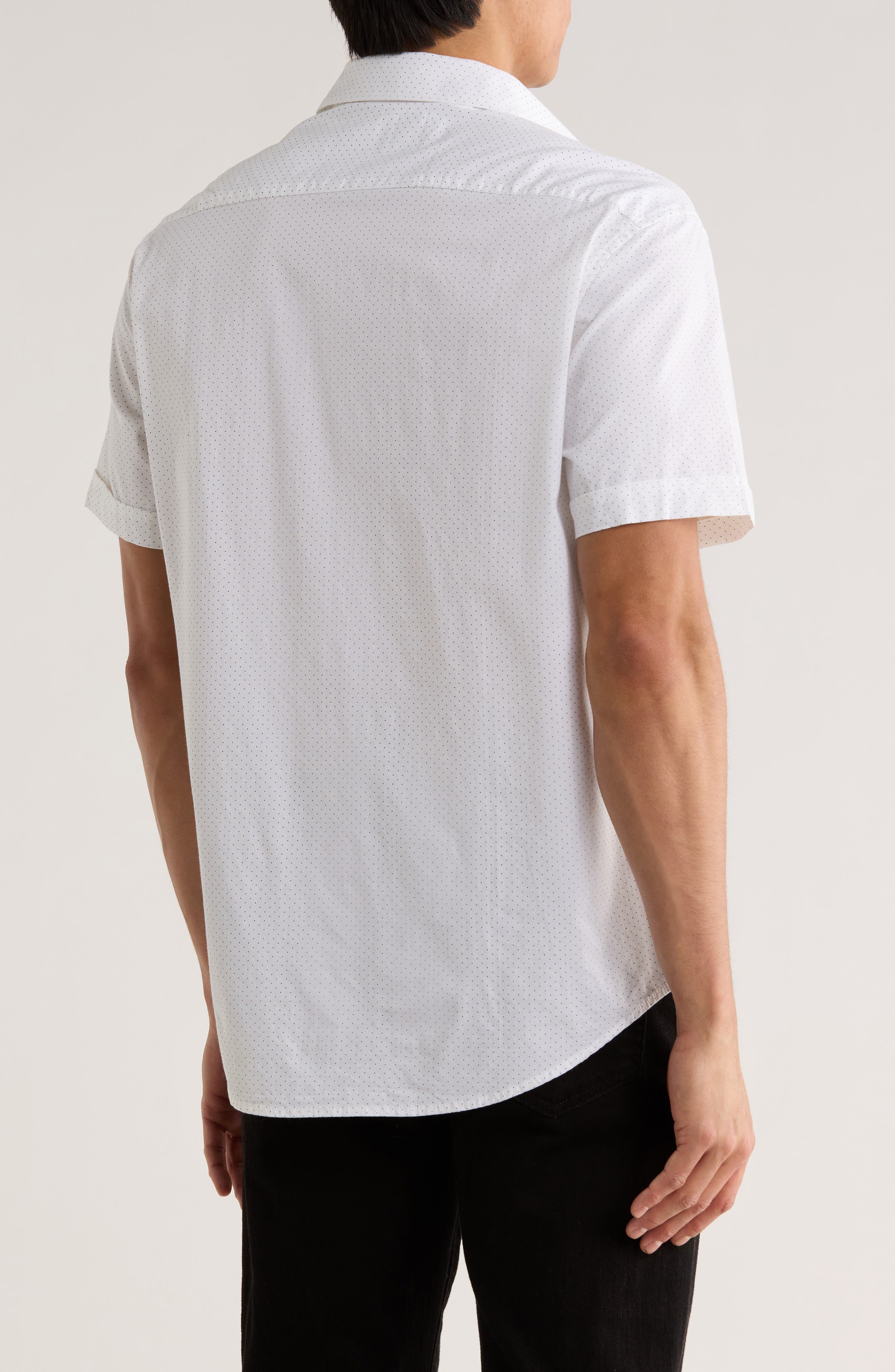 White With Black Dots Short Sleeve Button-Up Shirt - image 2