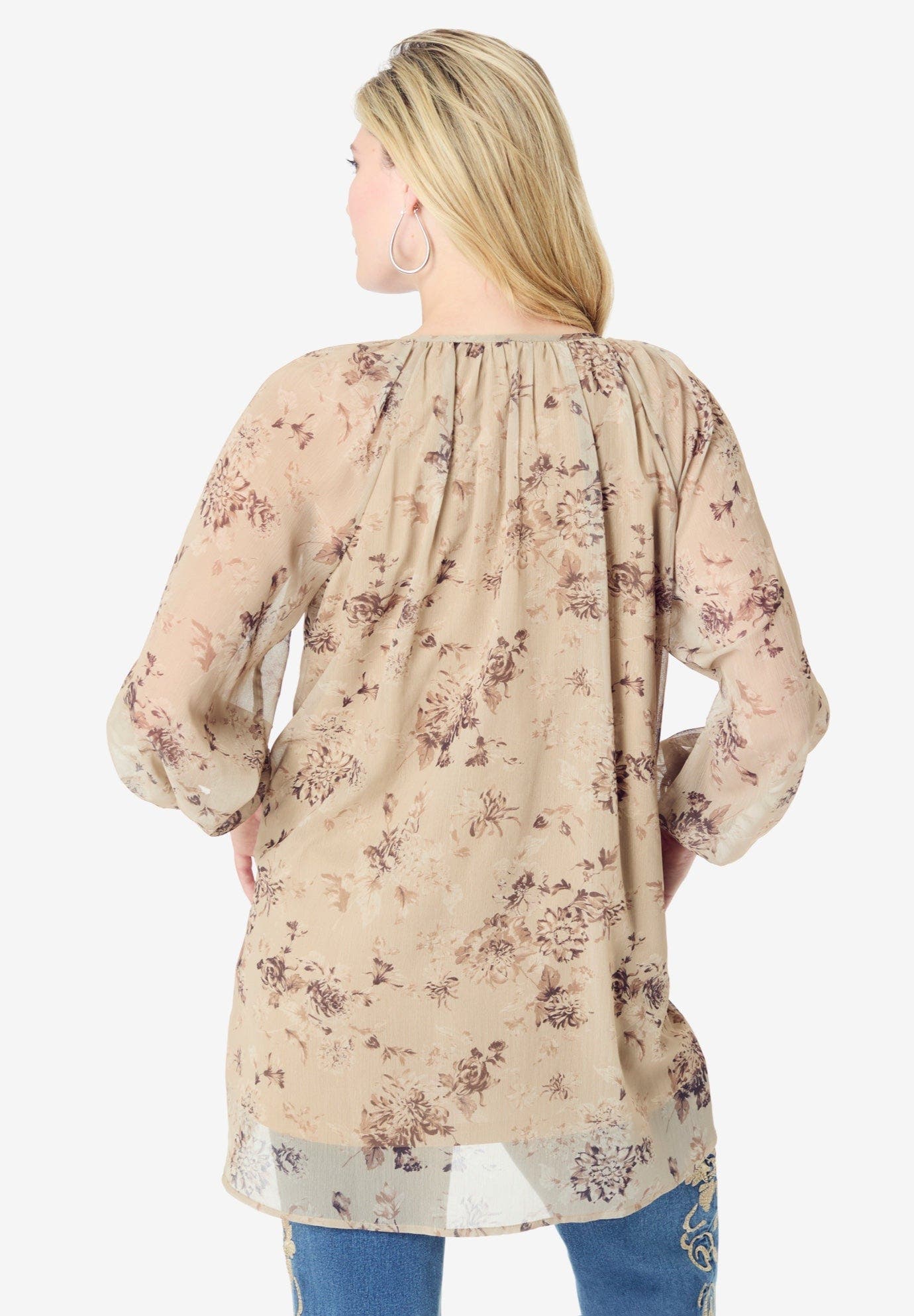 Blouson Sleeve Overlay Blouse - image 2