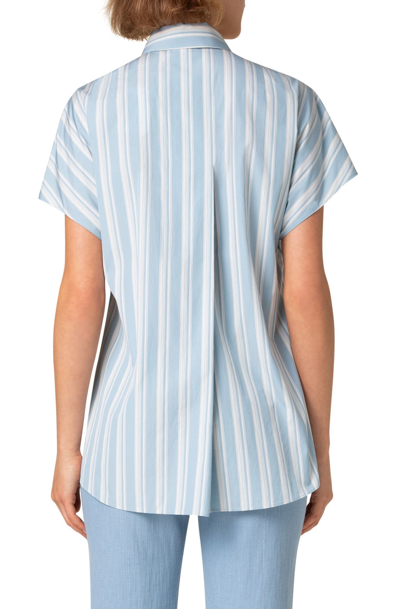 Stripe Cap Sleeve Button-Up Shirt - image 2