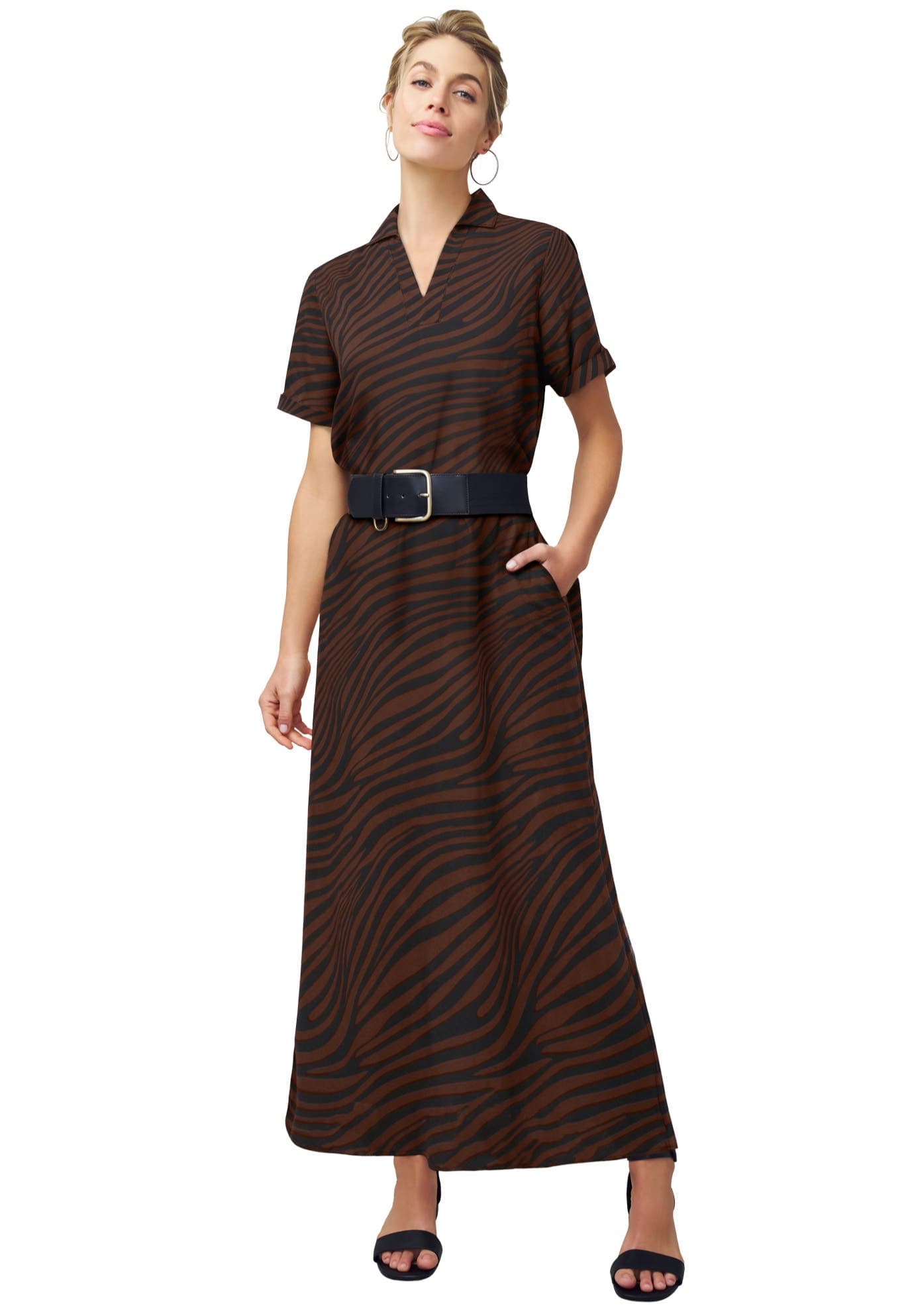 Linen Short Sleeve Maxi Dress - image 1