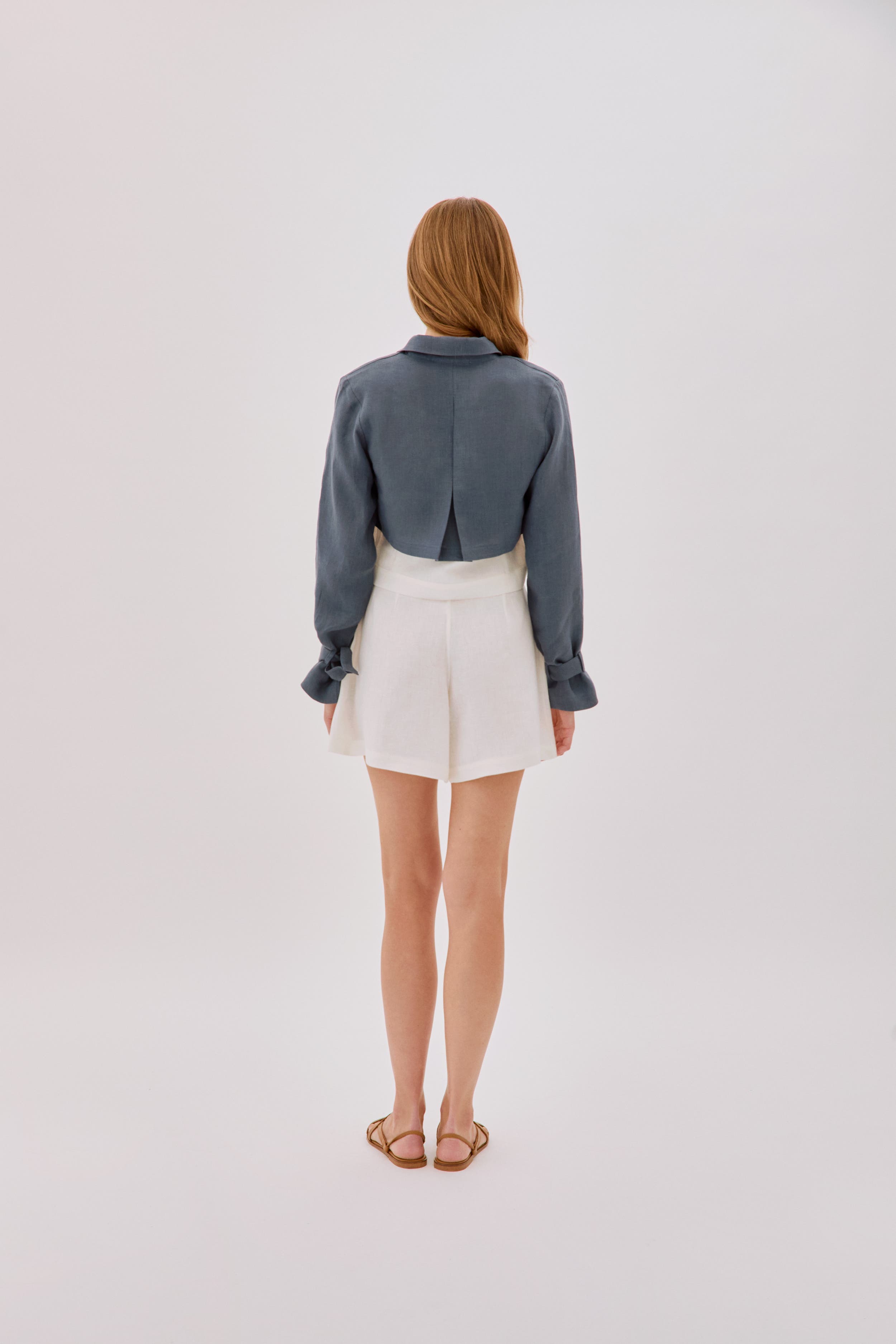 Claudia Linen Flare Shorts - image 2