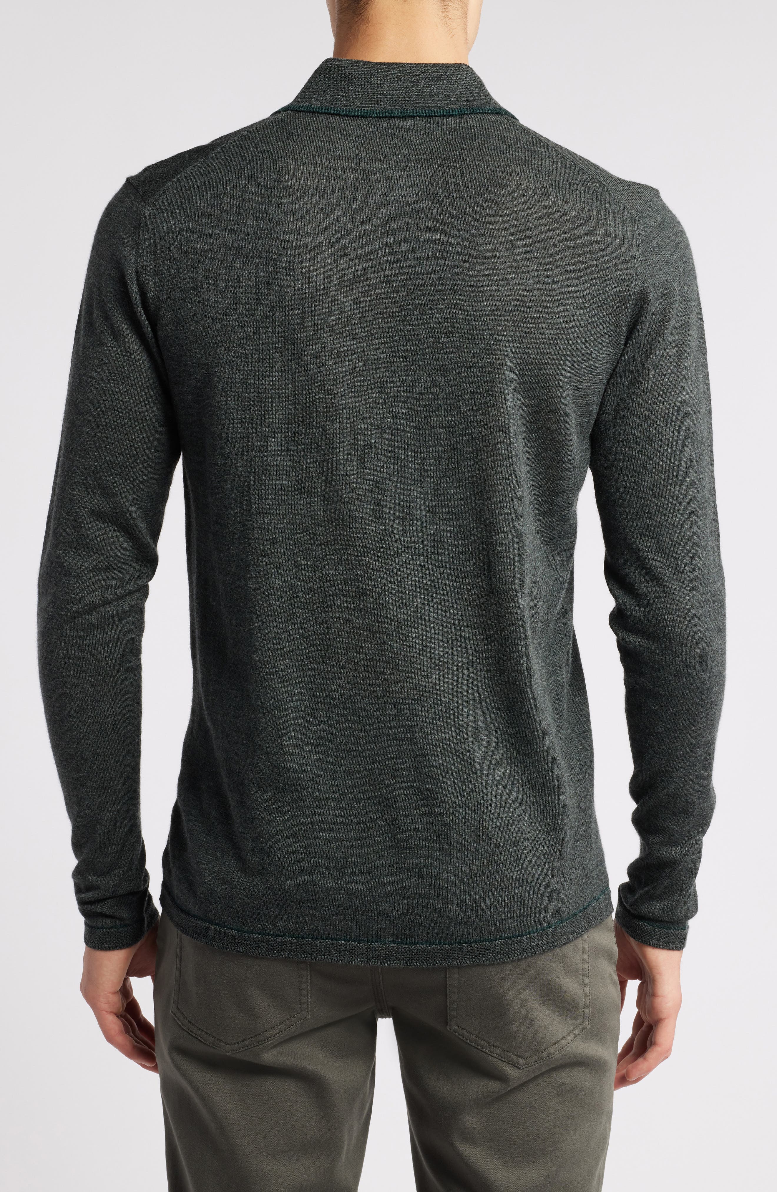 Roman Long Sleeve Merino Wool Sweater Polo - image 4