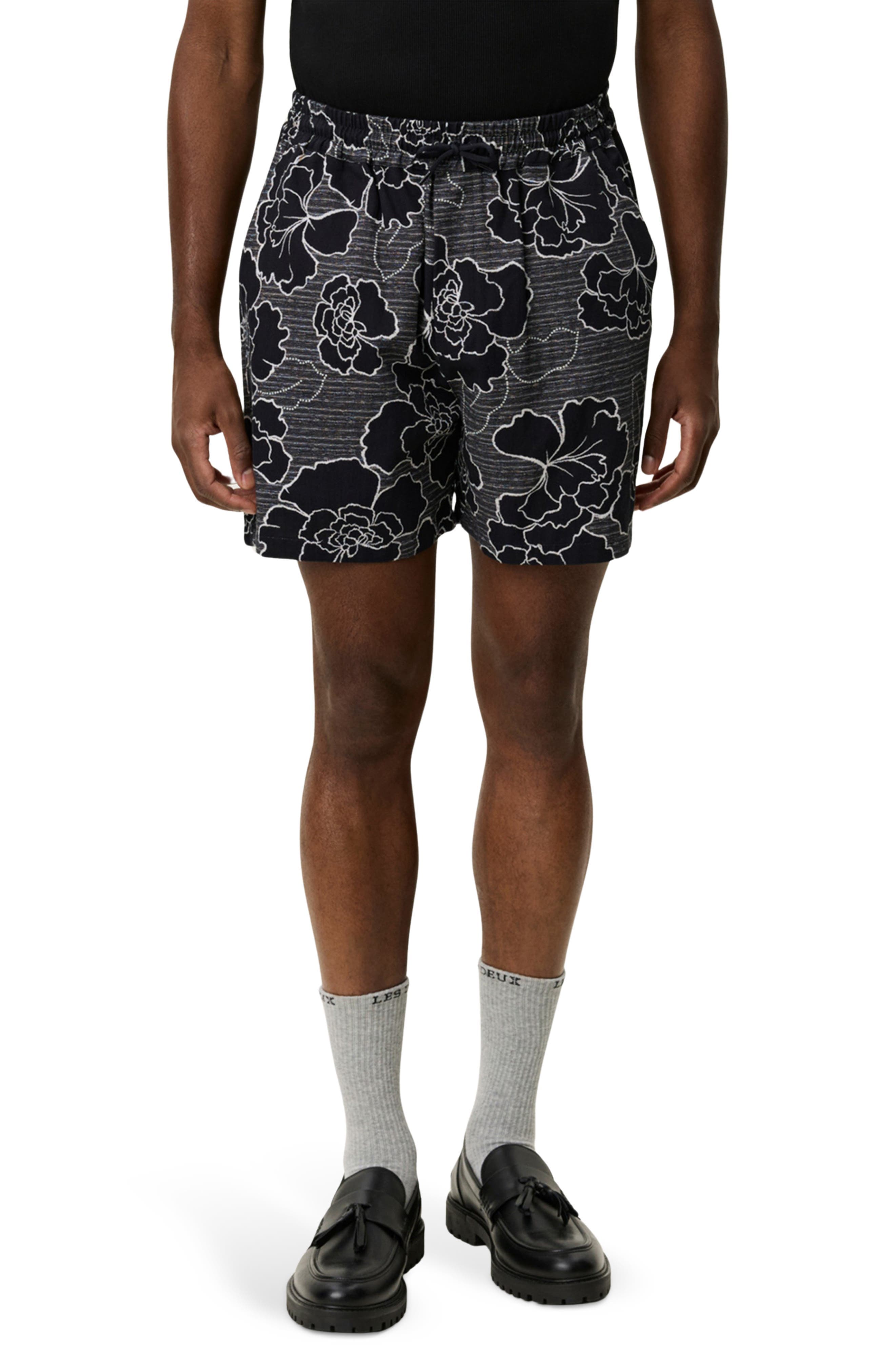 Charlie Poppy Pattern Knit Cotton Blend Drawstring Shorts - image 1