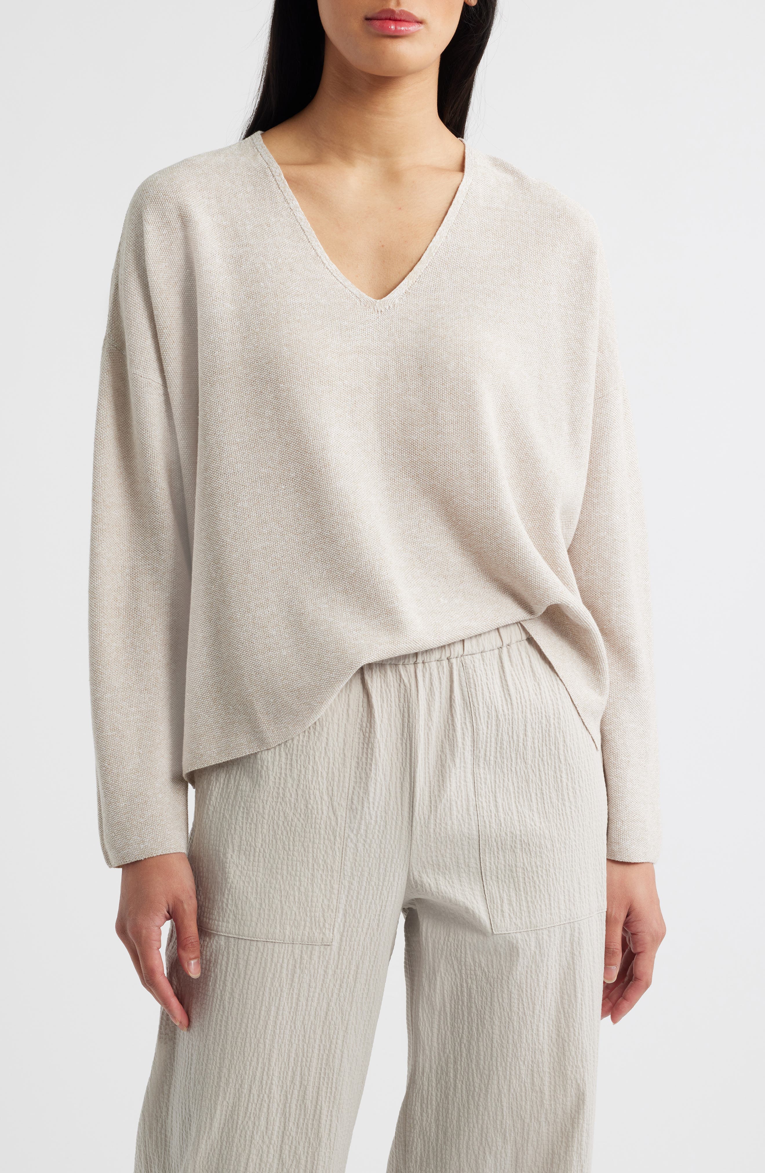 Organic Linen & Organic Cotton V-Neck Sweater - image 1
