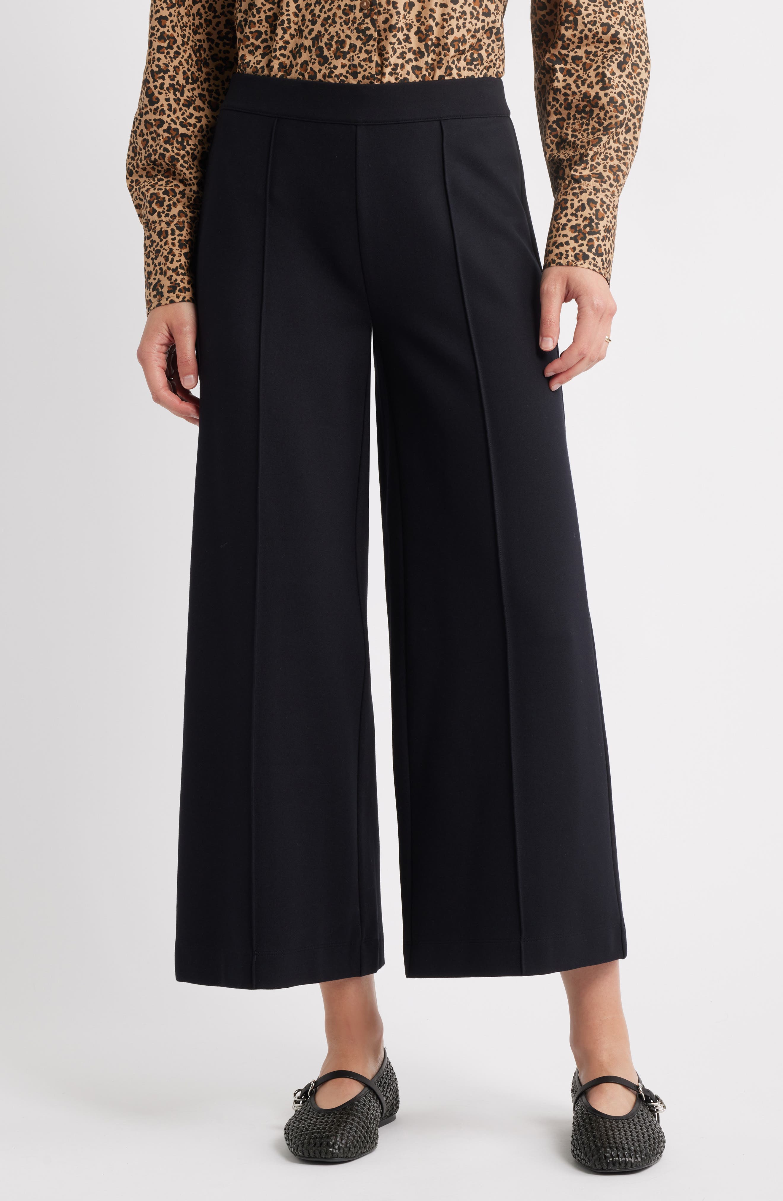 Wide Leg Crop Ponte Pants - image 1