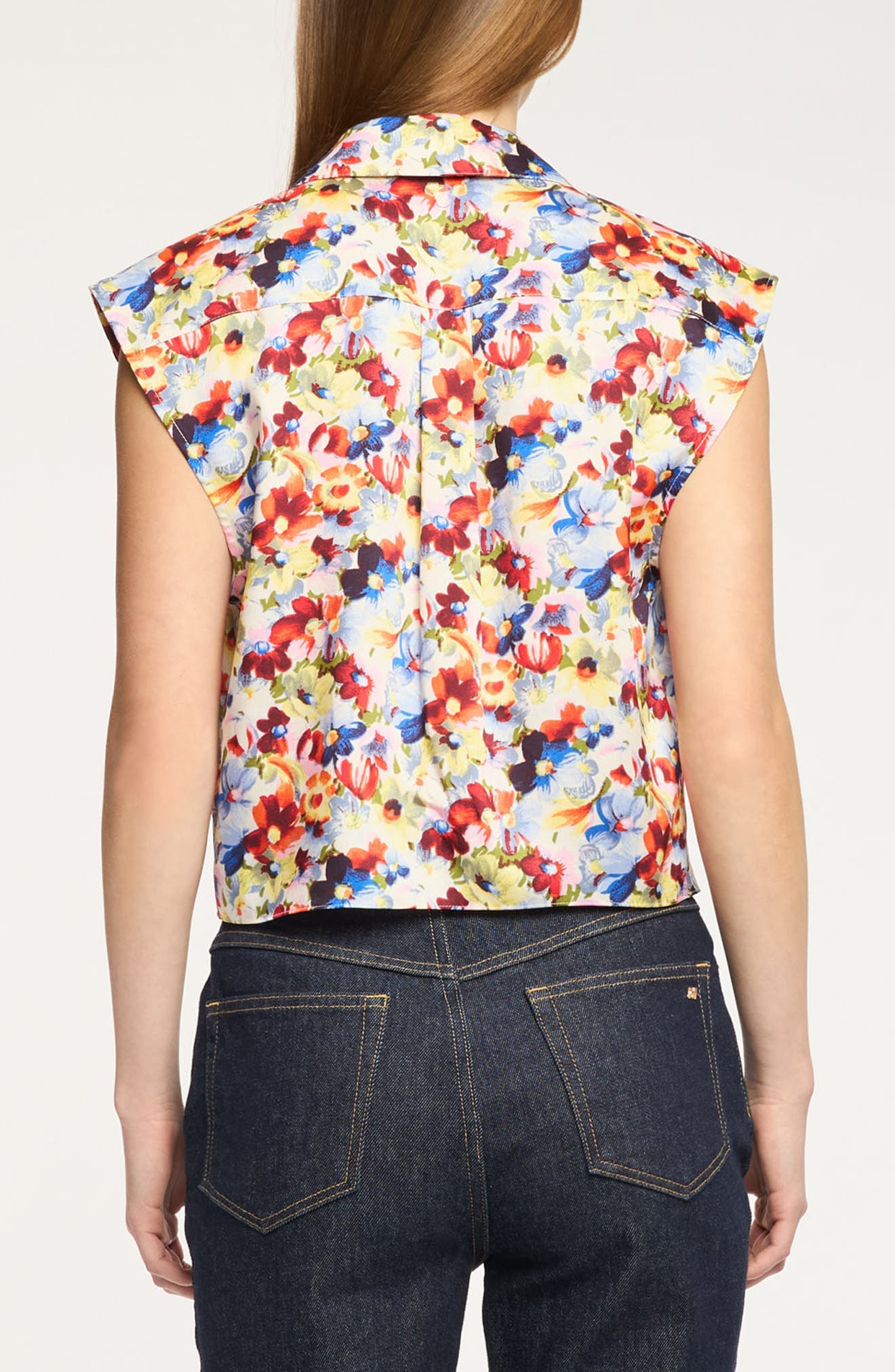 Wildflower Bunch Tie Front Crop Button-Up Shirt - image 2