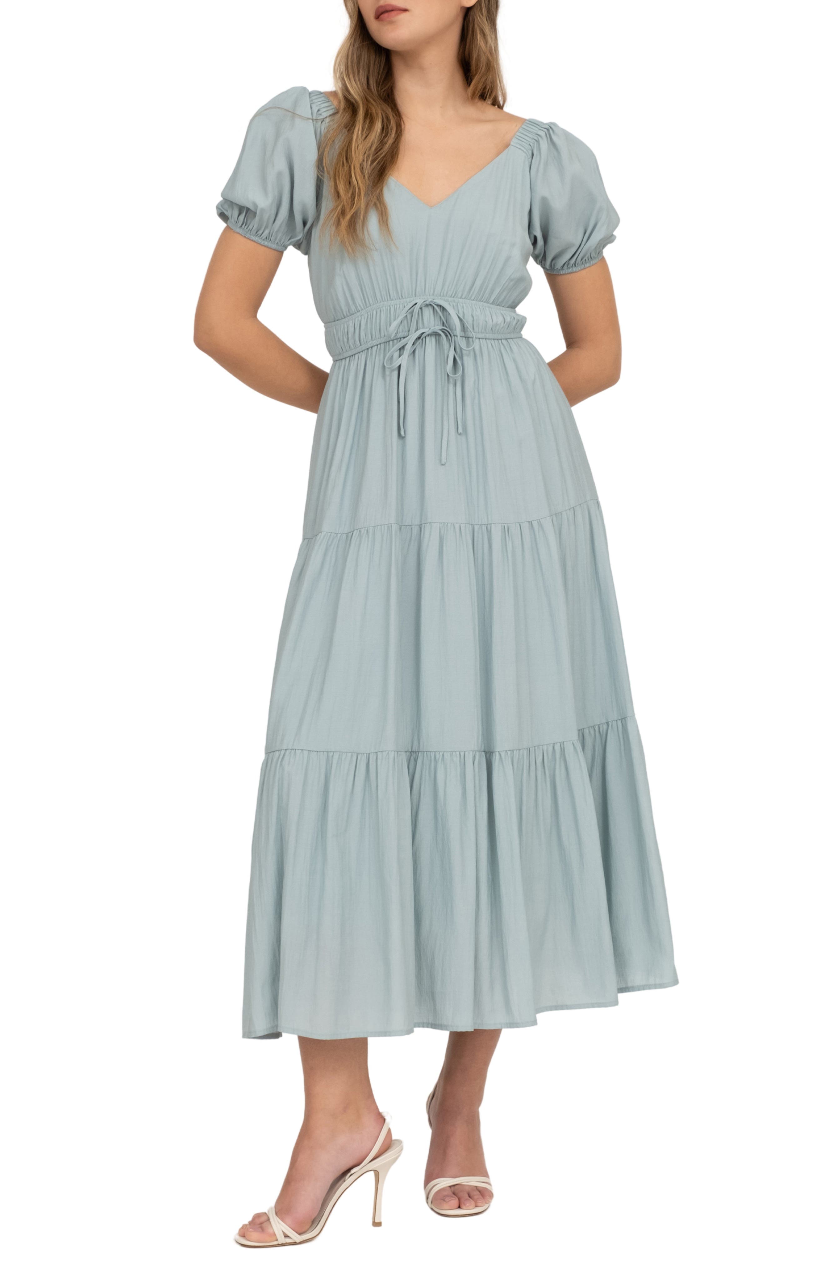 Puff Sleeve Tiered Maxi Dress - image 1