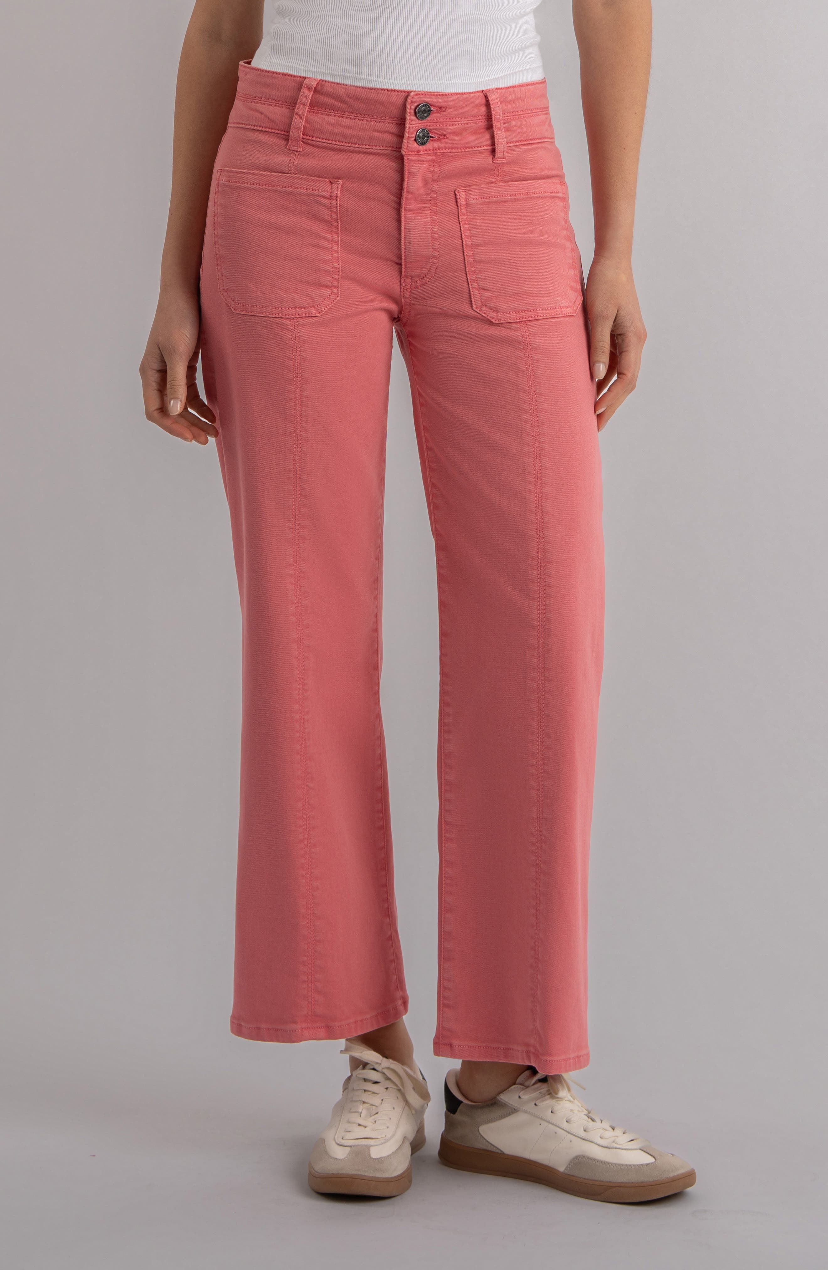 Patch Pocket High Waist Ankle Wide Leg Jeans - image 3