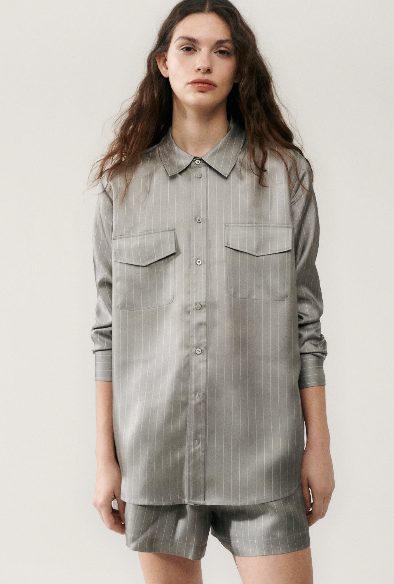 TWILL BOYFRIEND SHIRT MOON PINSTRIPE - image 1