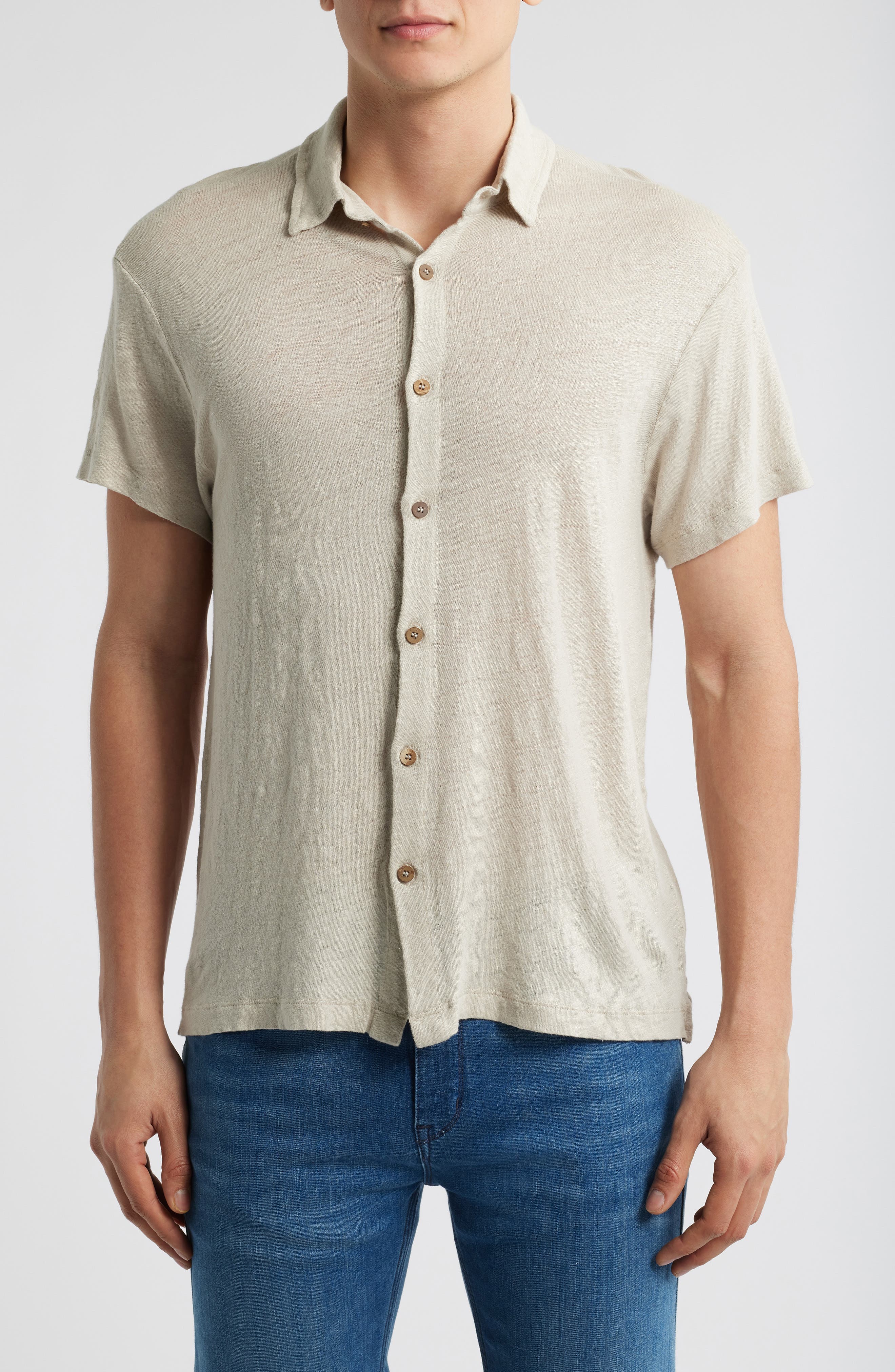 Ola Linen Knit Short Sleeve Button-Up - image 5