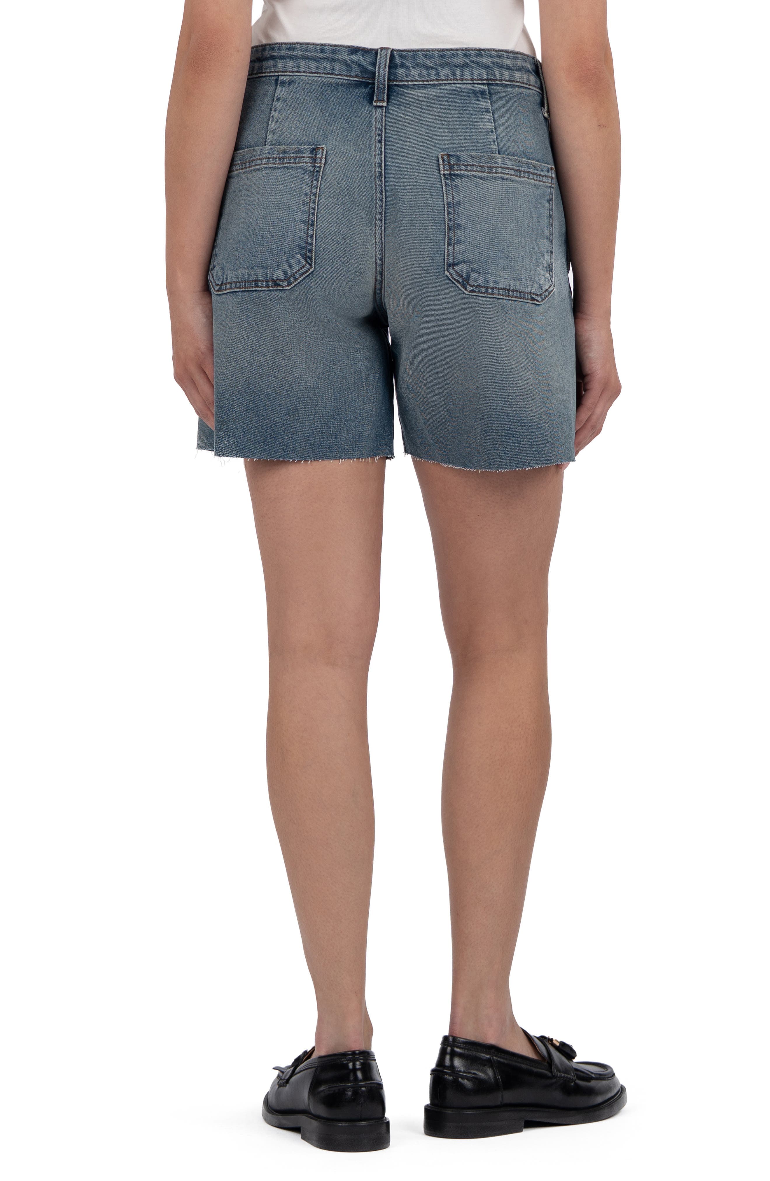 Hailey Raw Hem High Rise Denim Bermuda Shorts - image 2