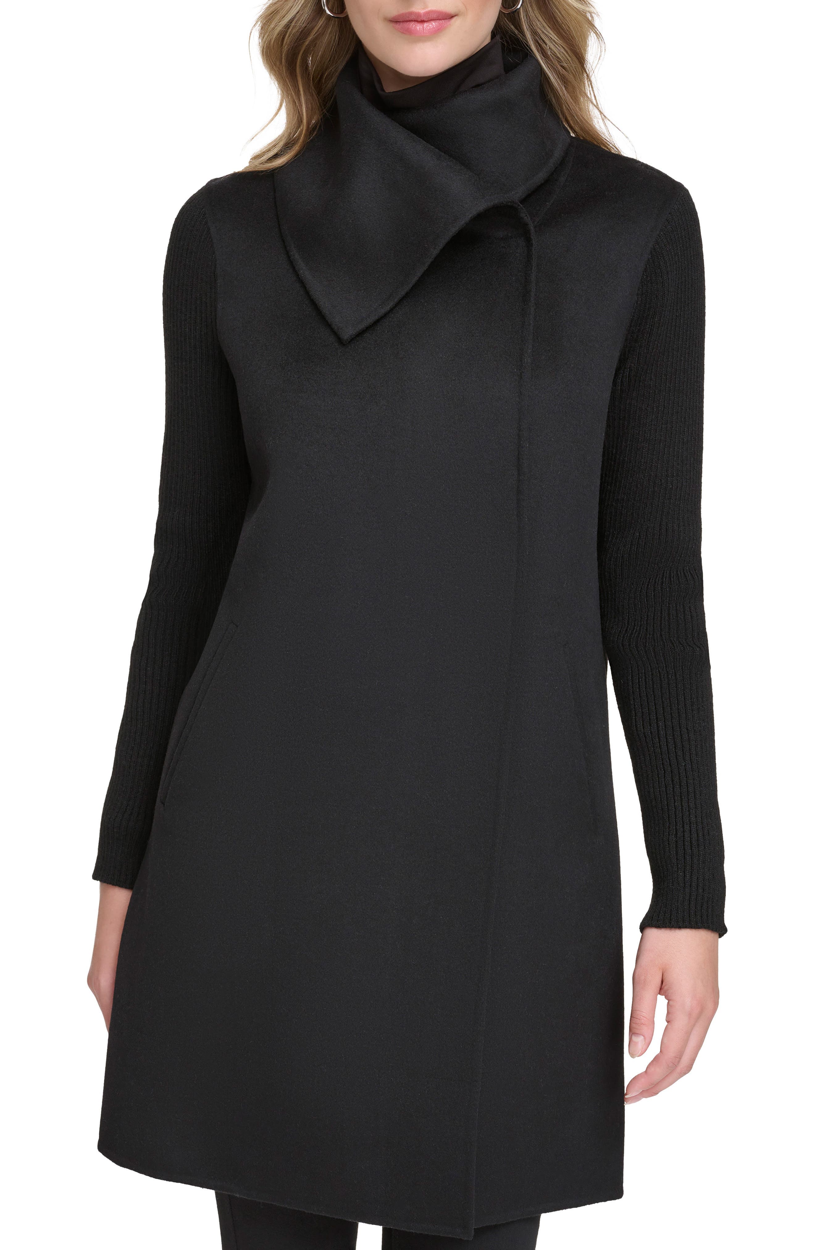 Asymmetric Collar Wool Blend Cloat - image 1
