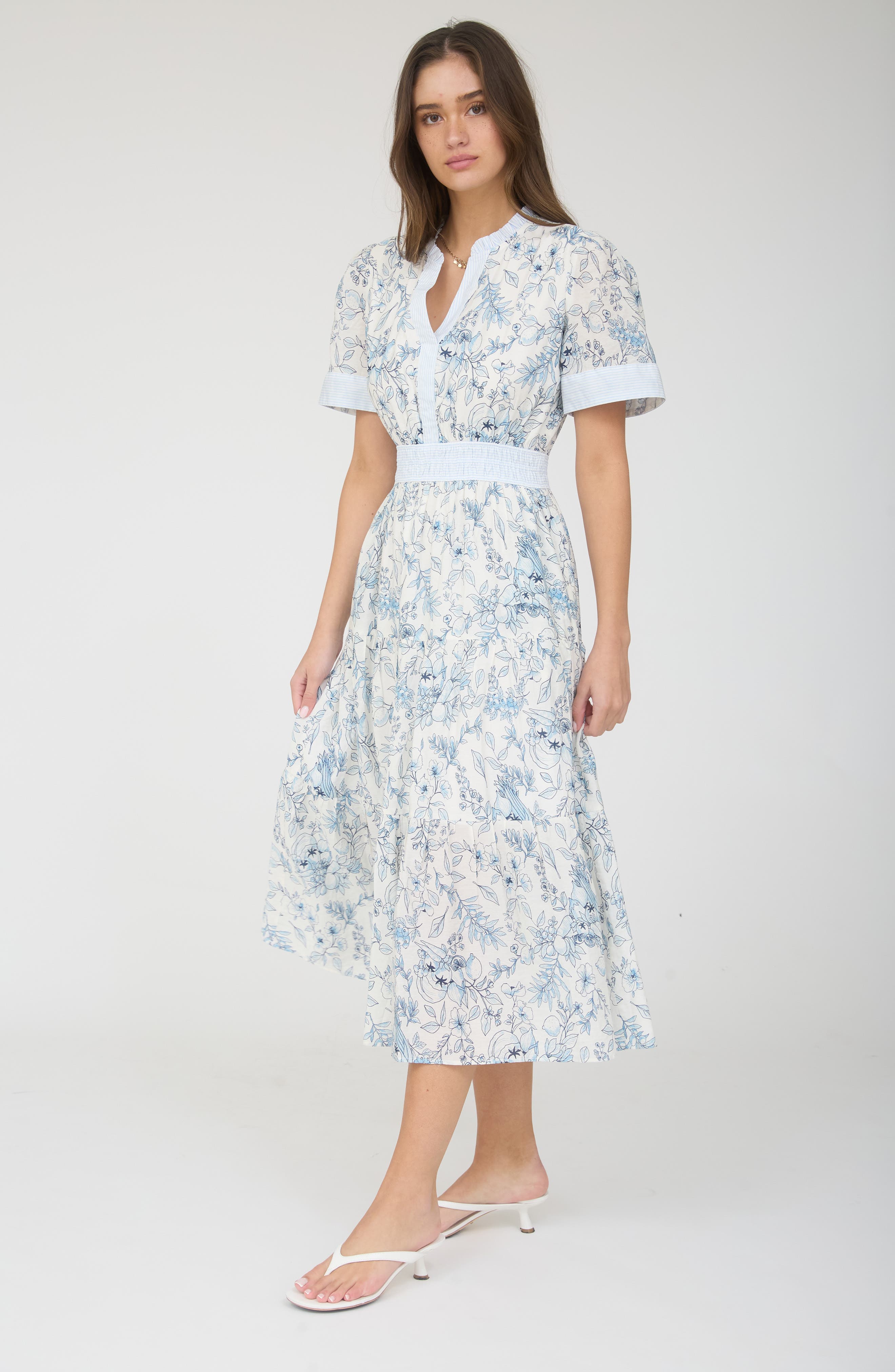 Floral Short Sleeve Midi Dress - image 2