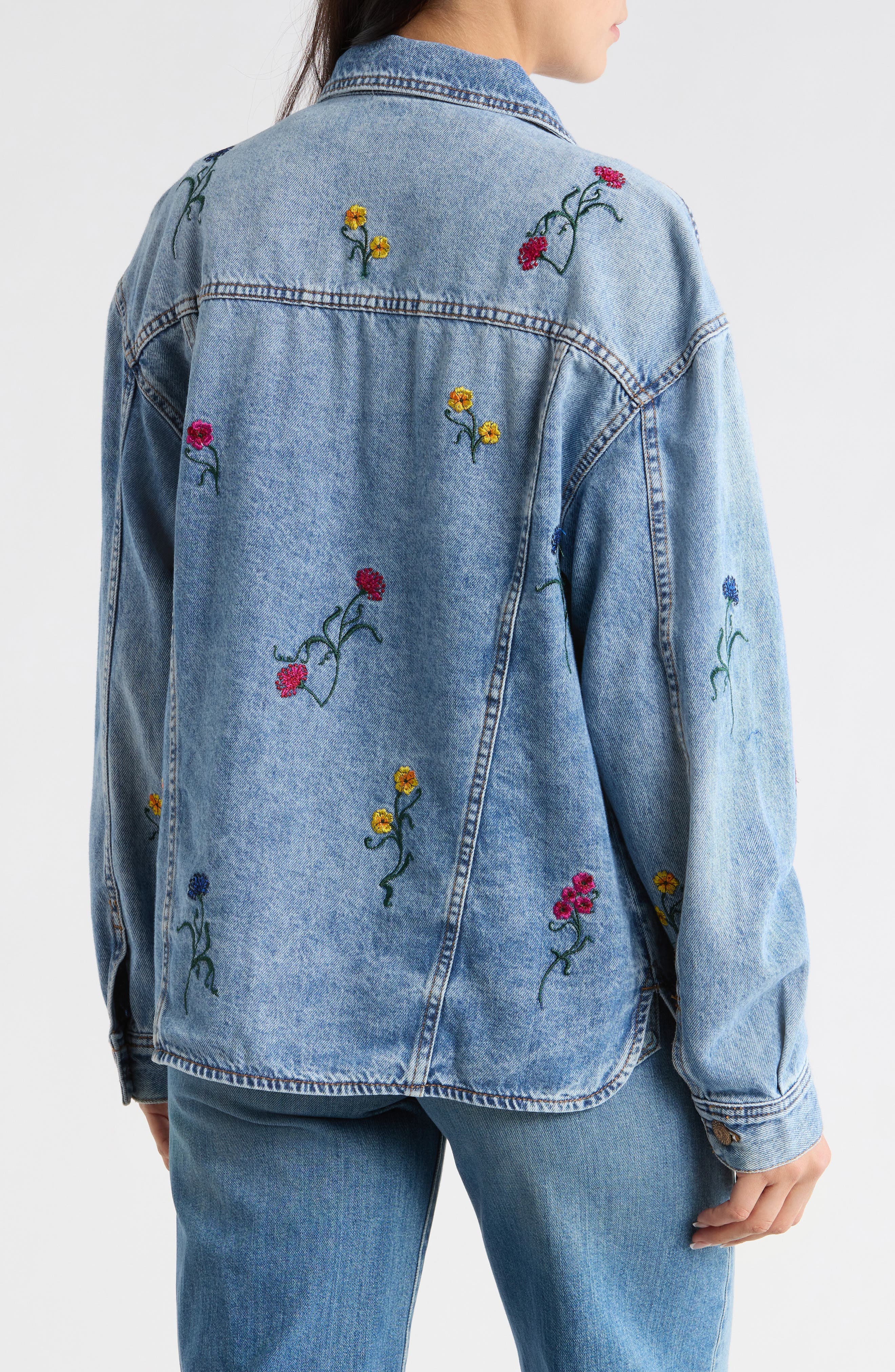 Embroidered Denim Trucker Jacket - image 2