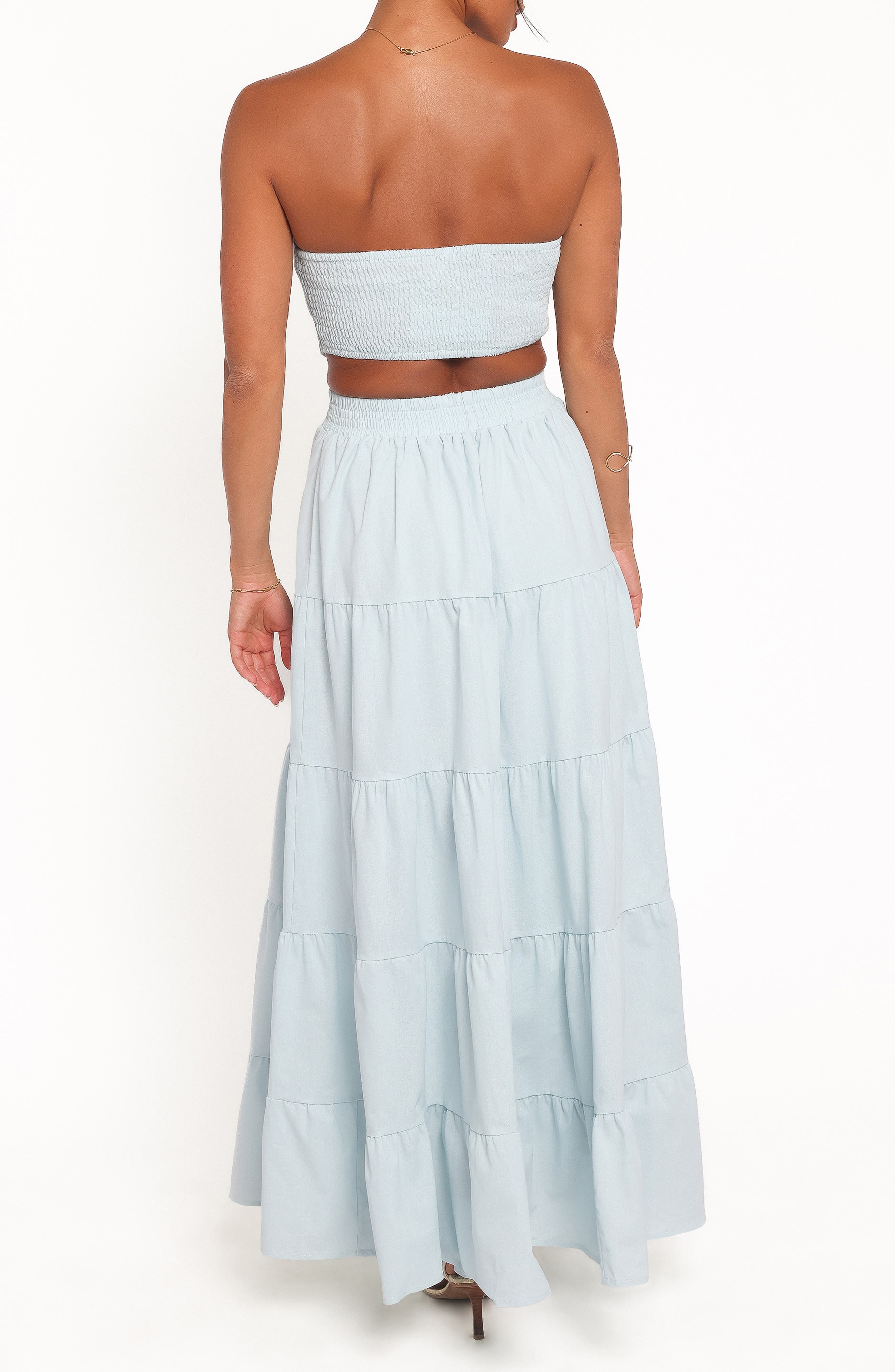 Cadence Cutout Strapless Tiered Cotton Maxi Dress - image 2