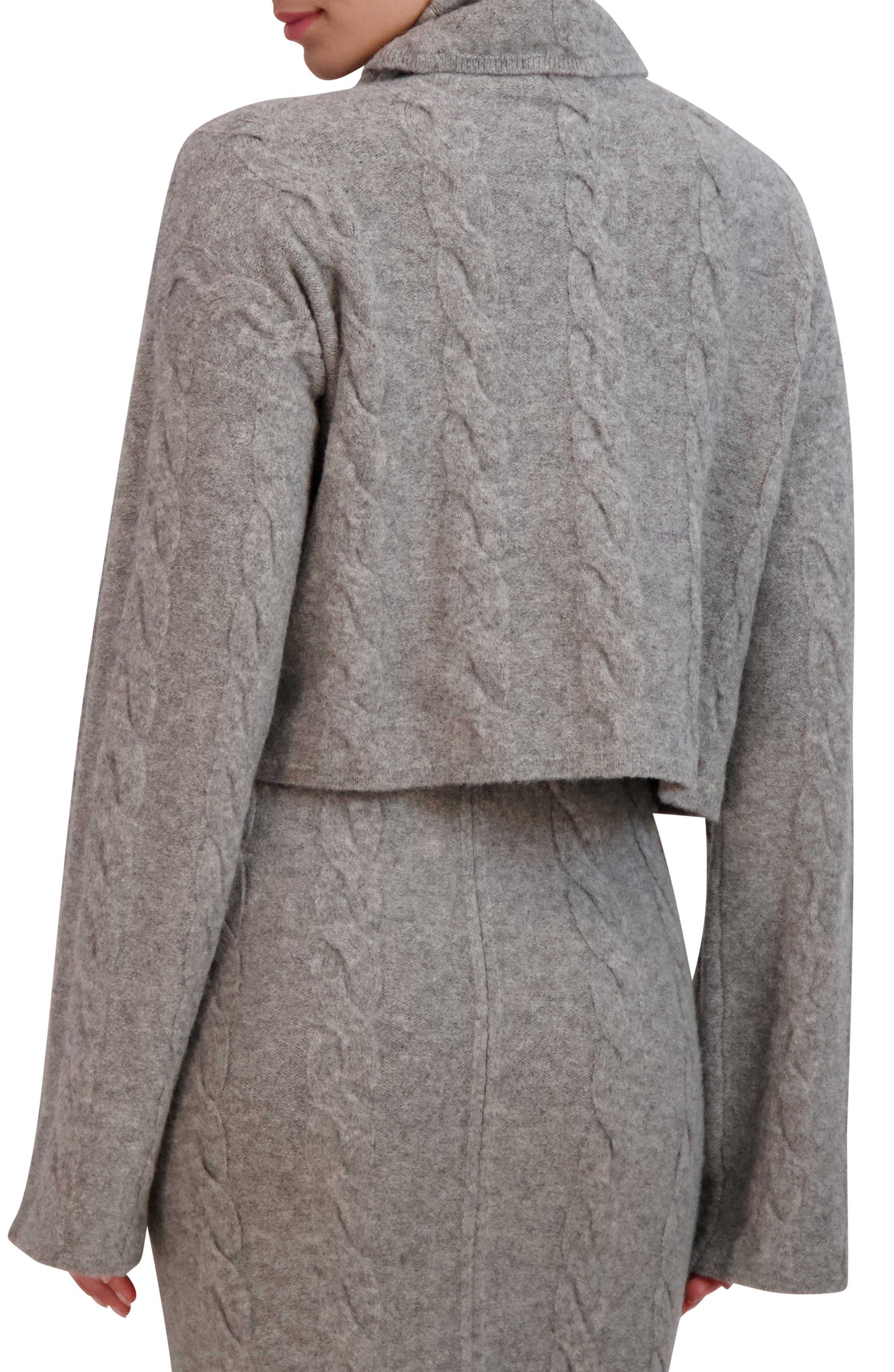 Cable Stitch Turtleneck Crop Sweater - image 2
