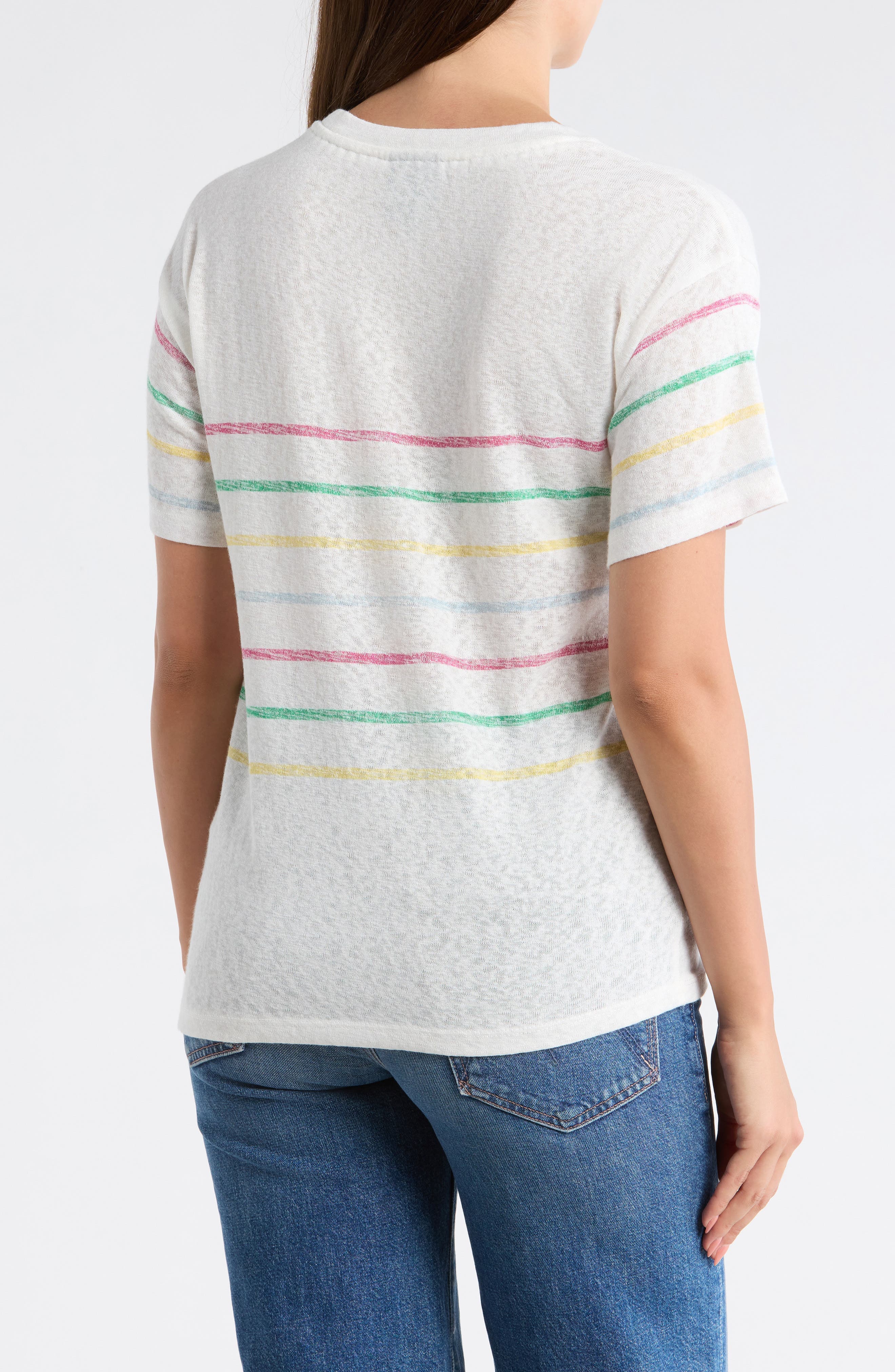 Stripe Crewneck Slubbed T-Shirt - image 2