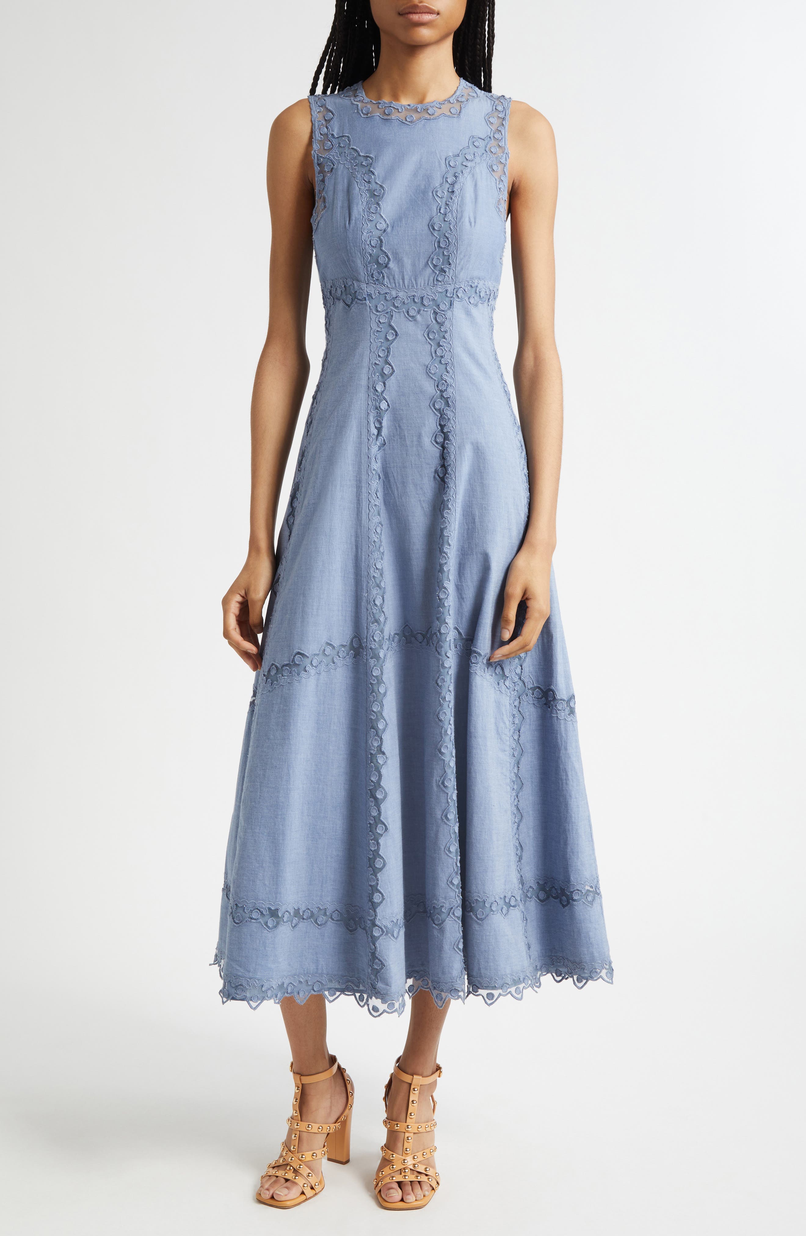 Anela Sleeveless Chambray Midi Dress - image 1