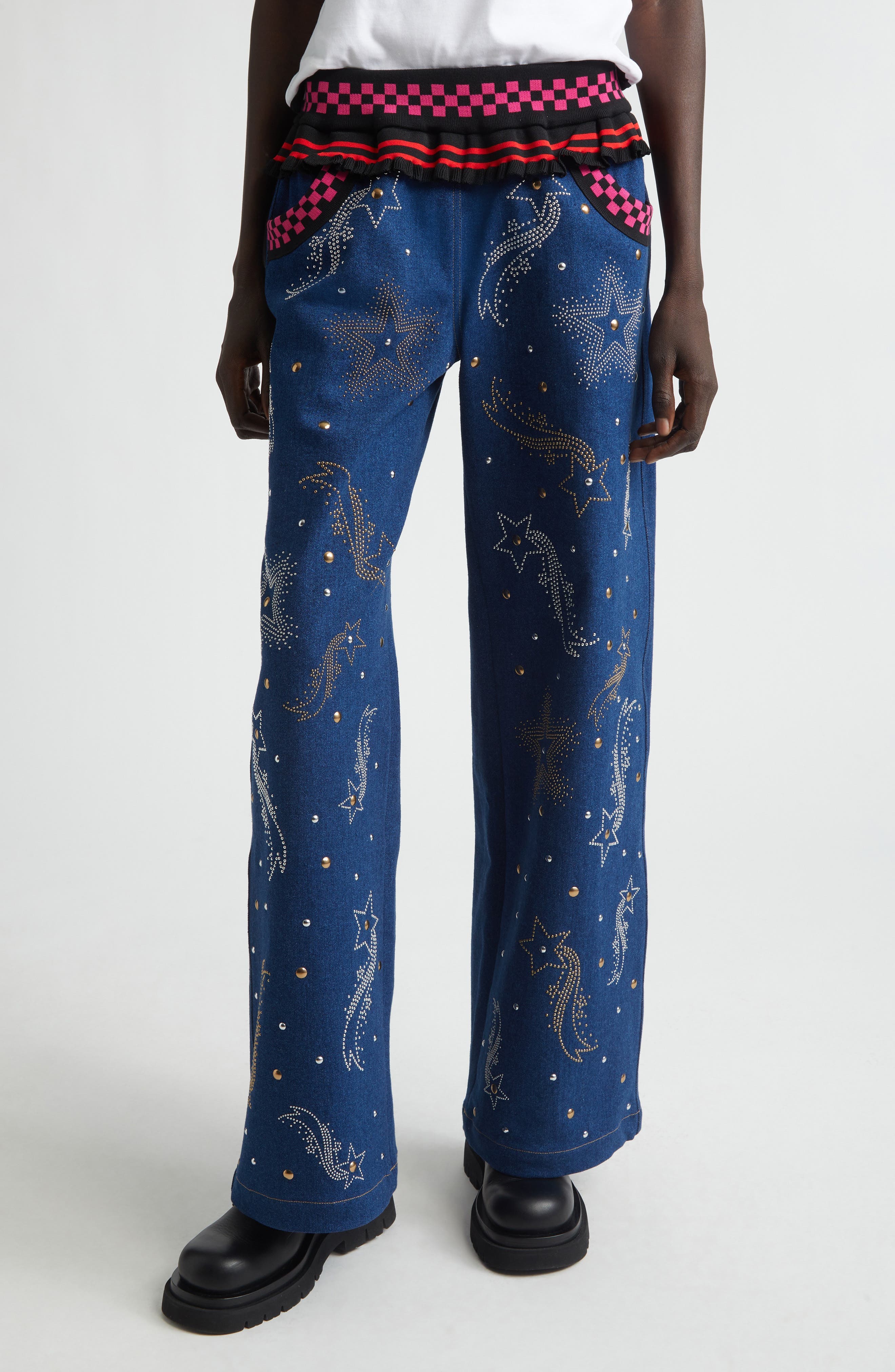 Peebles Studded Wide Leg Jeans - image 1