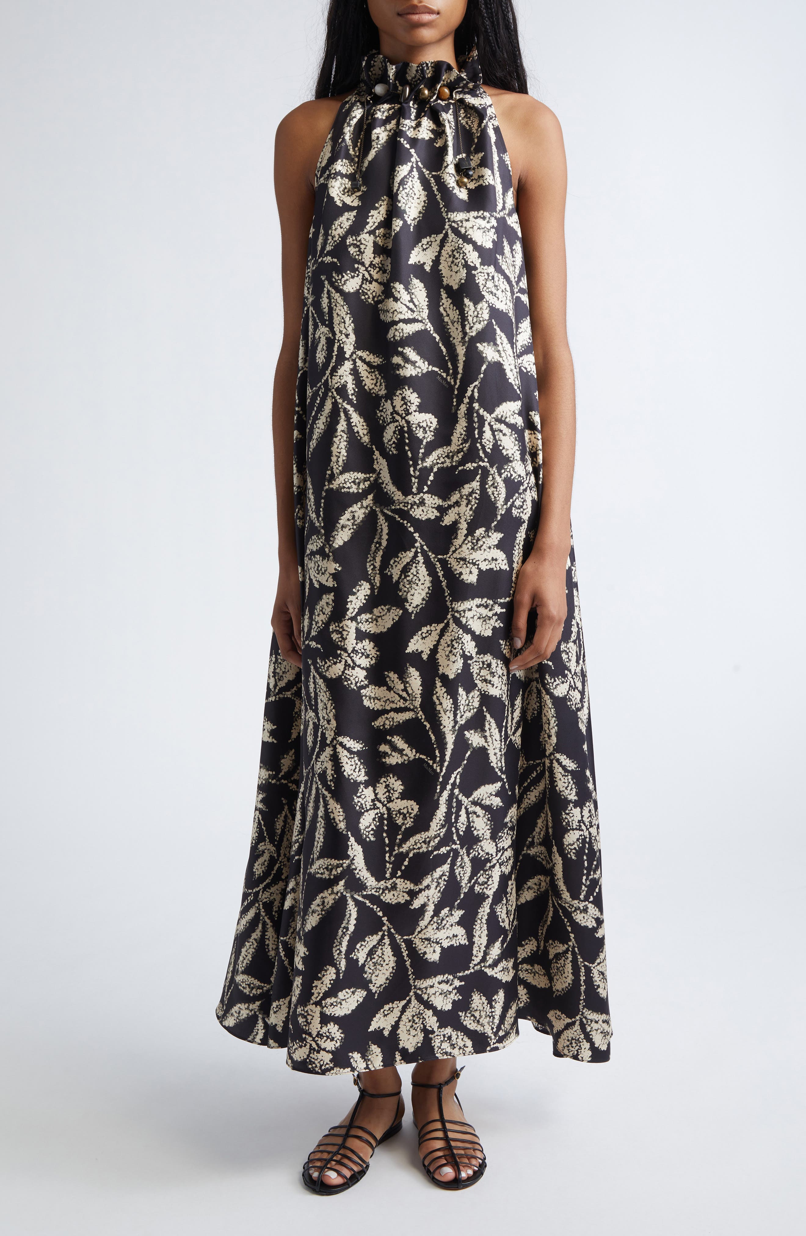 Print Silk Twill Maxi Dress - image 1