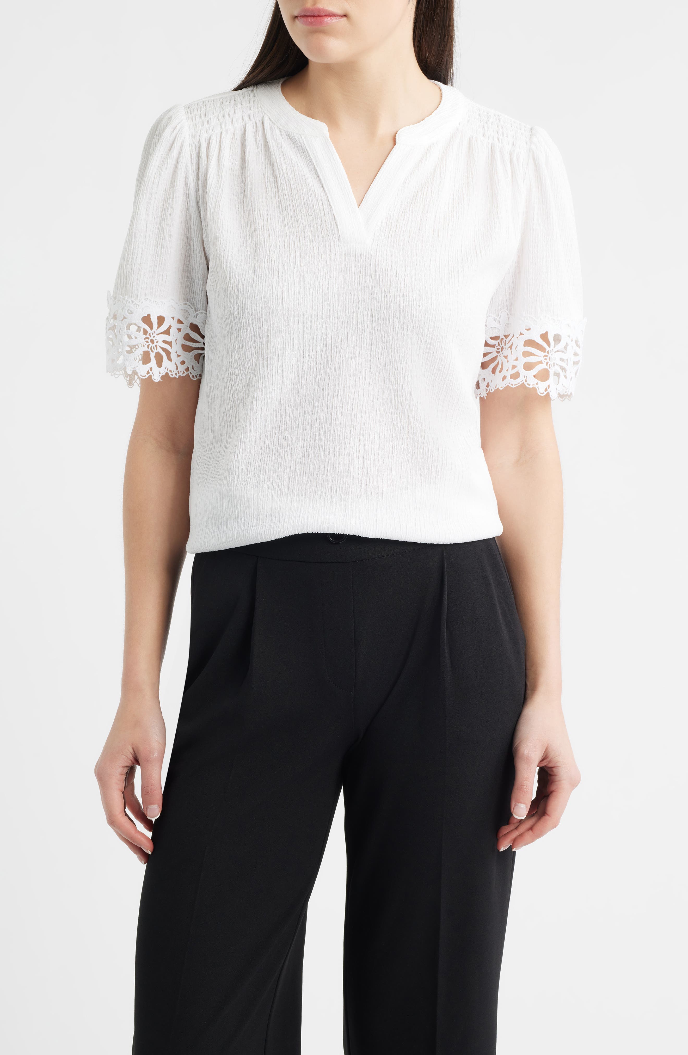 Lace Trim Crinkle Top - image 3