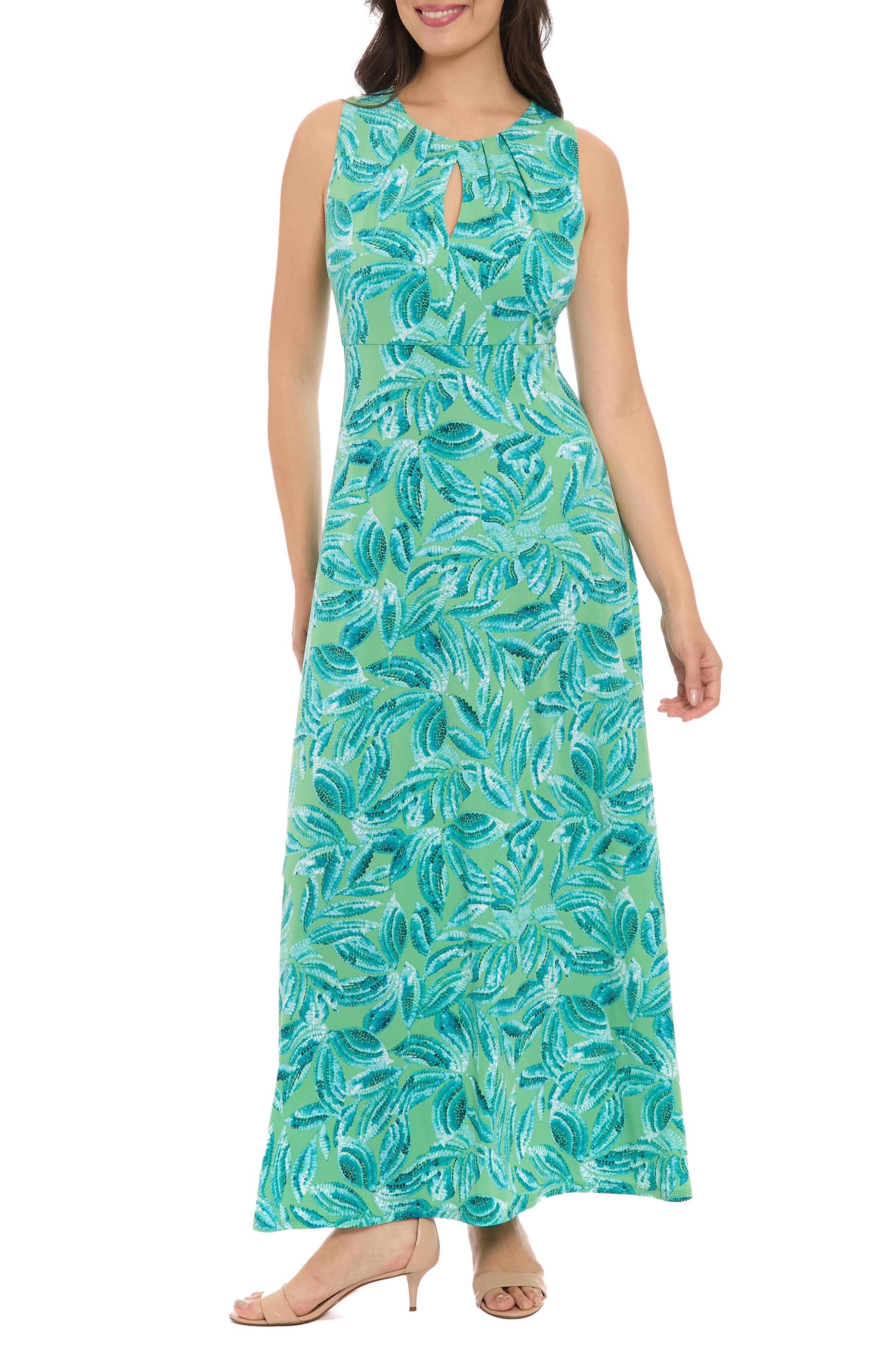 Floral Keyhole Maxi Dress - image 1